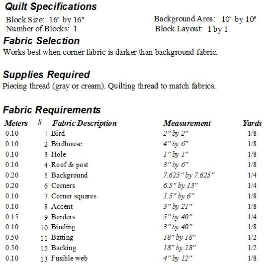 June Birdhouse Quilt Pattern