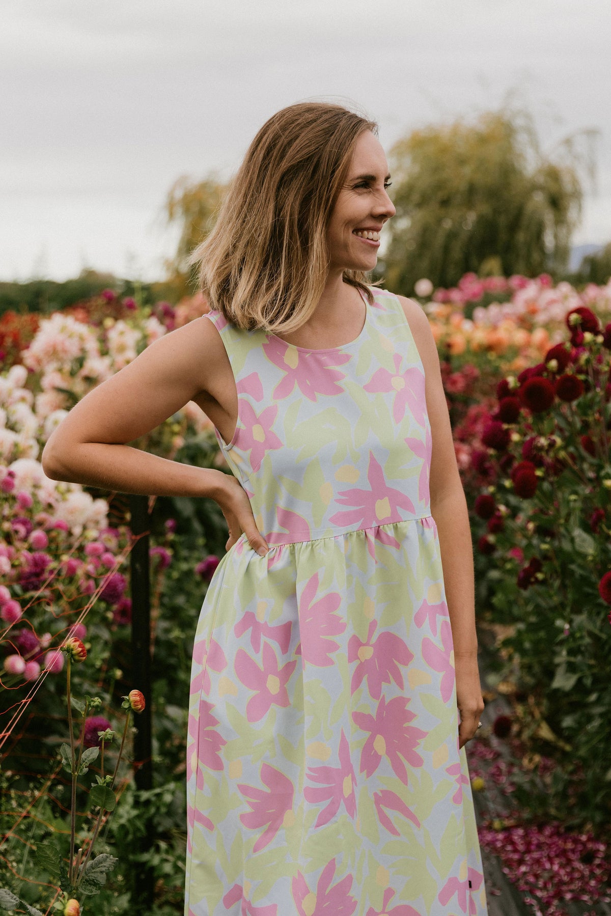 Vita Dress Lime Daisies