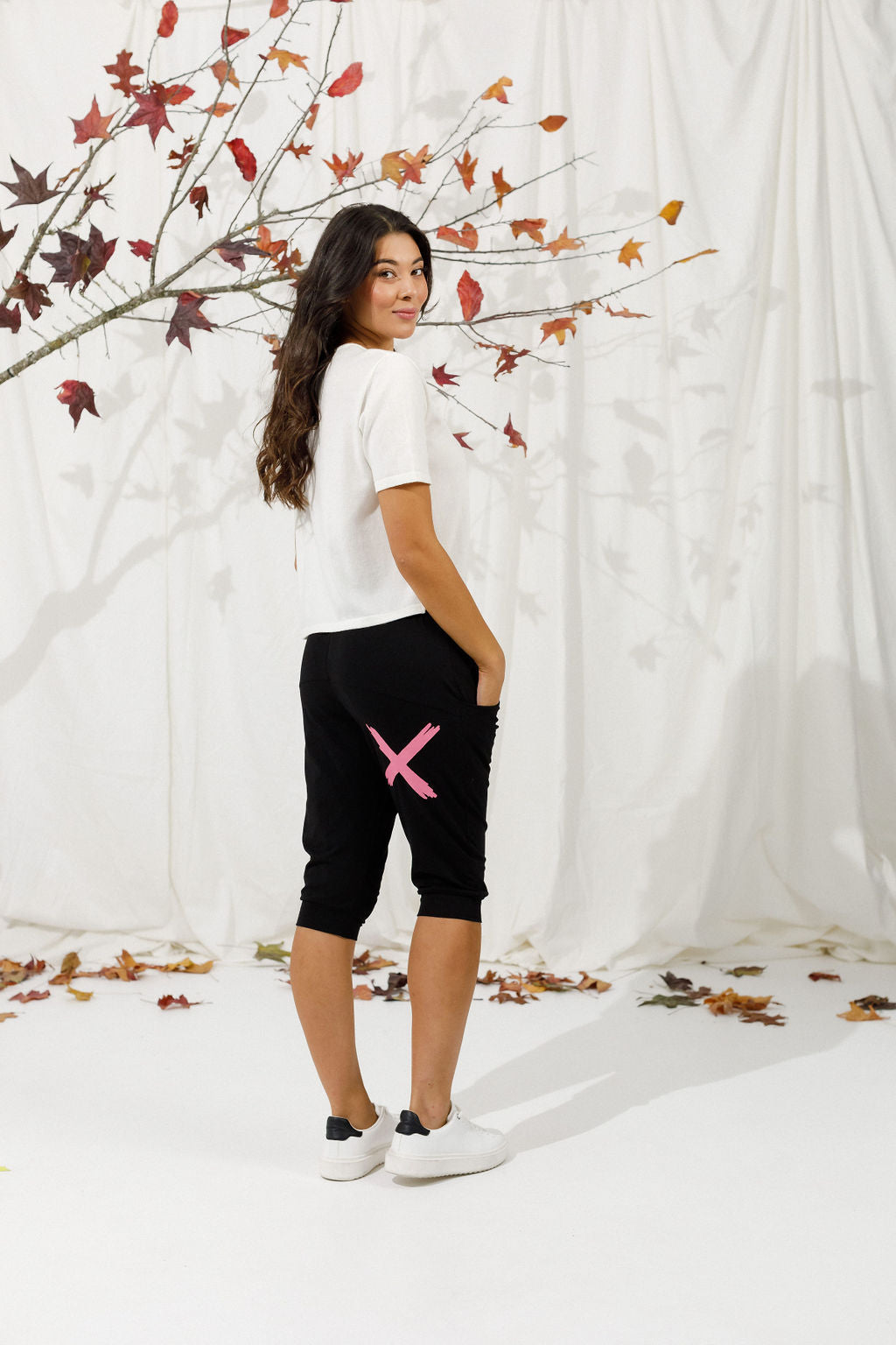 3/4 Apartment Pants Black With Candy Pink X