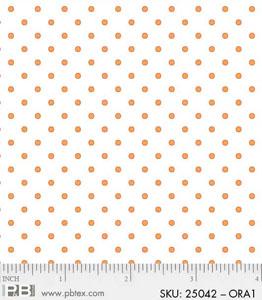 White With Orange Dots Fabric