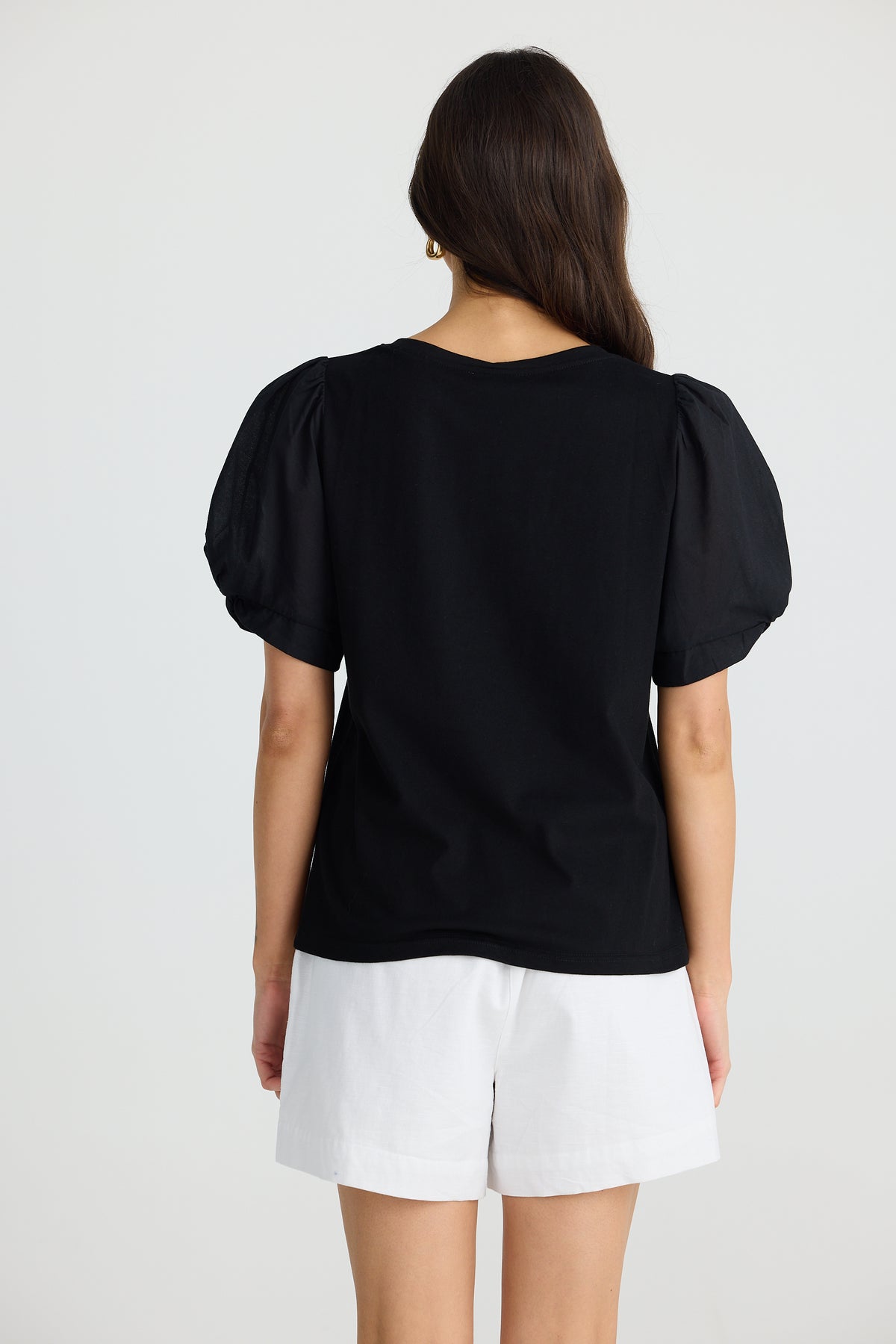 Abigail V Neck Tee Black - PREORDER DELIVERY DUE EARLY DECEMBER