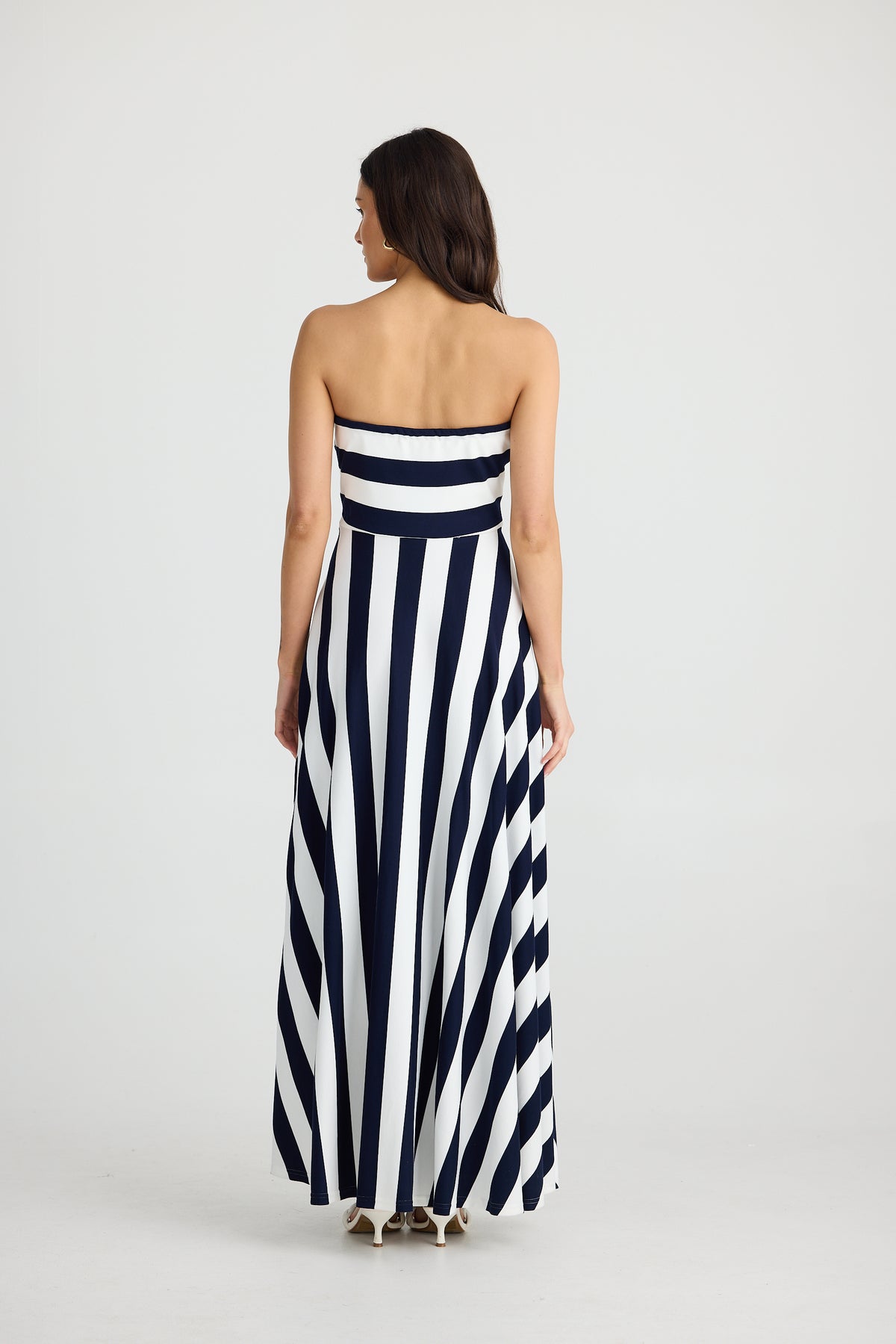 Thandie Strapless Dress Navy Stripe