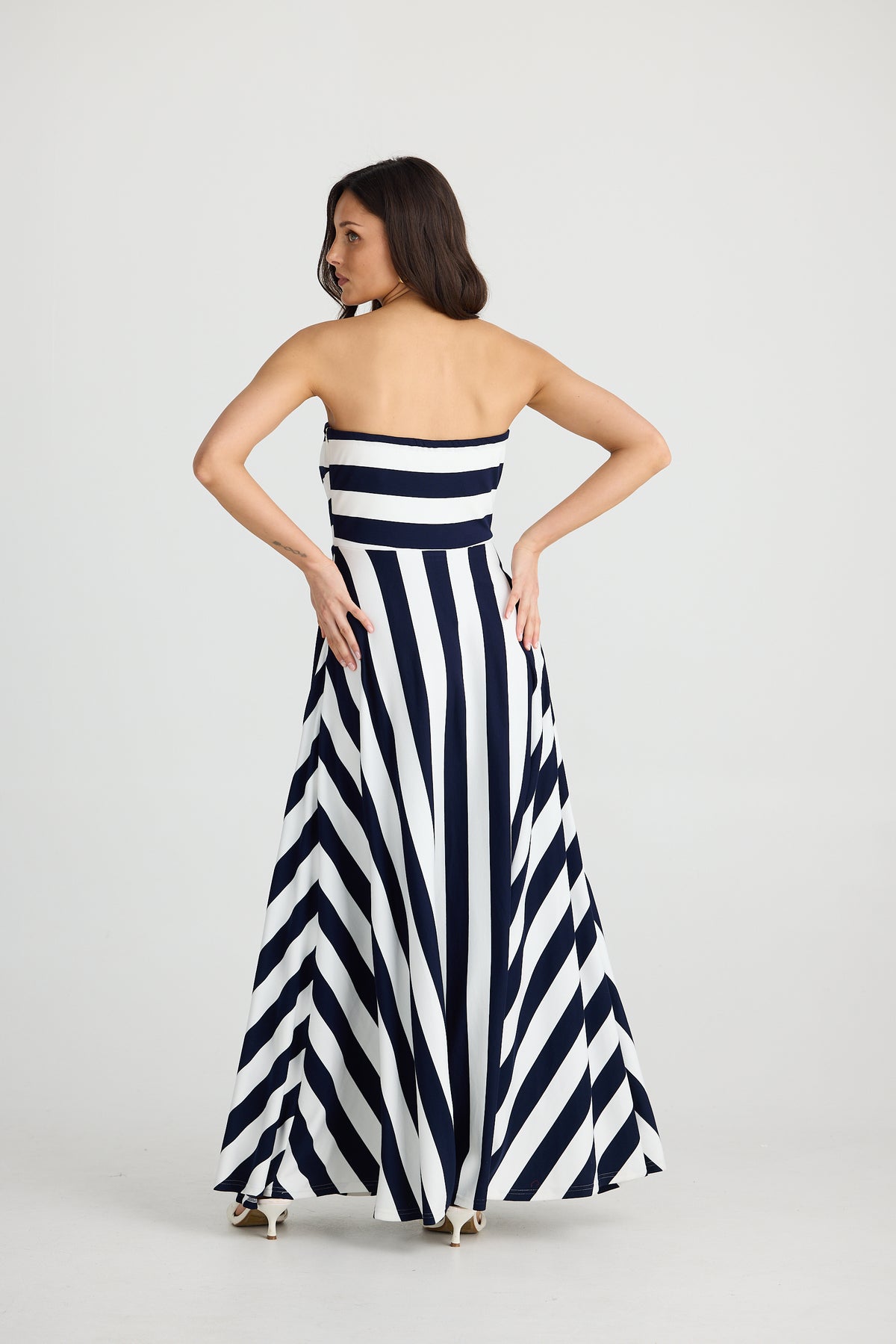 Thandie Strapless Dress Navy Stripe