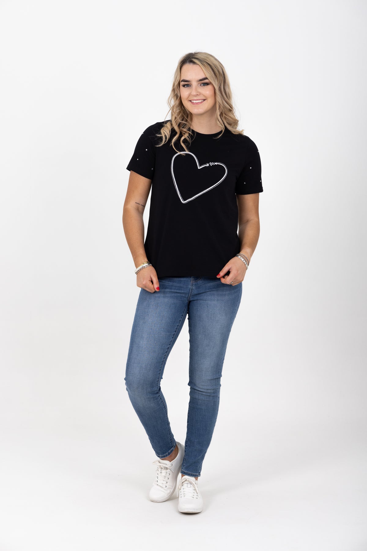 Heart Diamante Tee Blacks