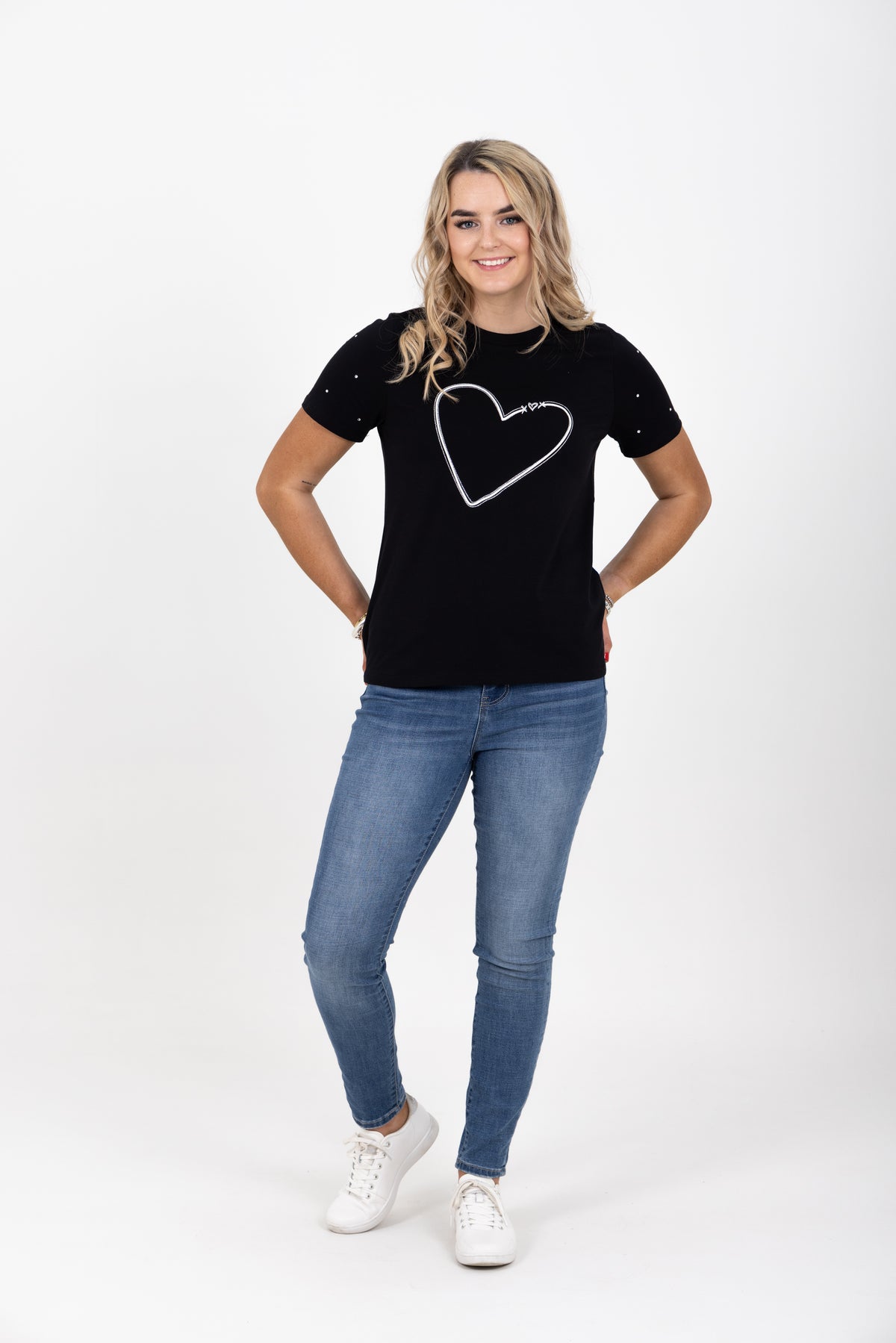 Heart Diamante Tee Blacks