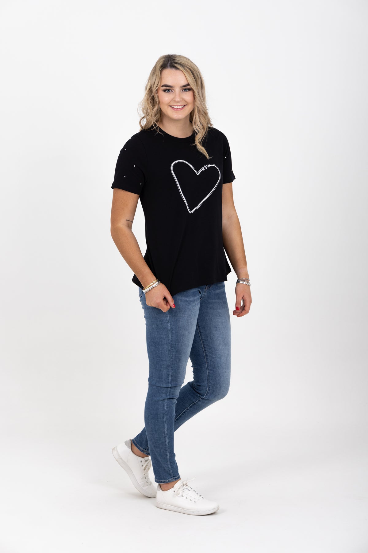 Heart Diamante Tee Blacks