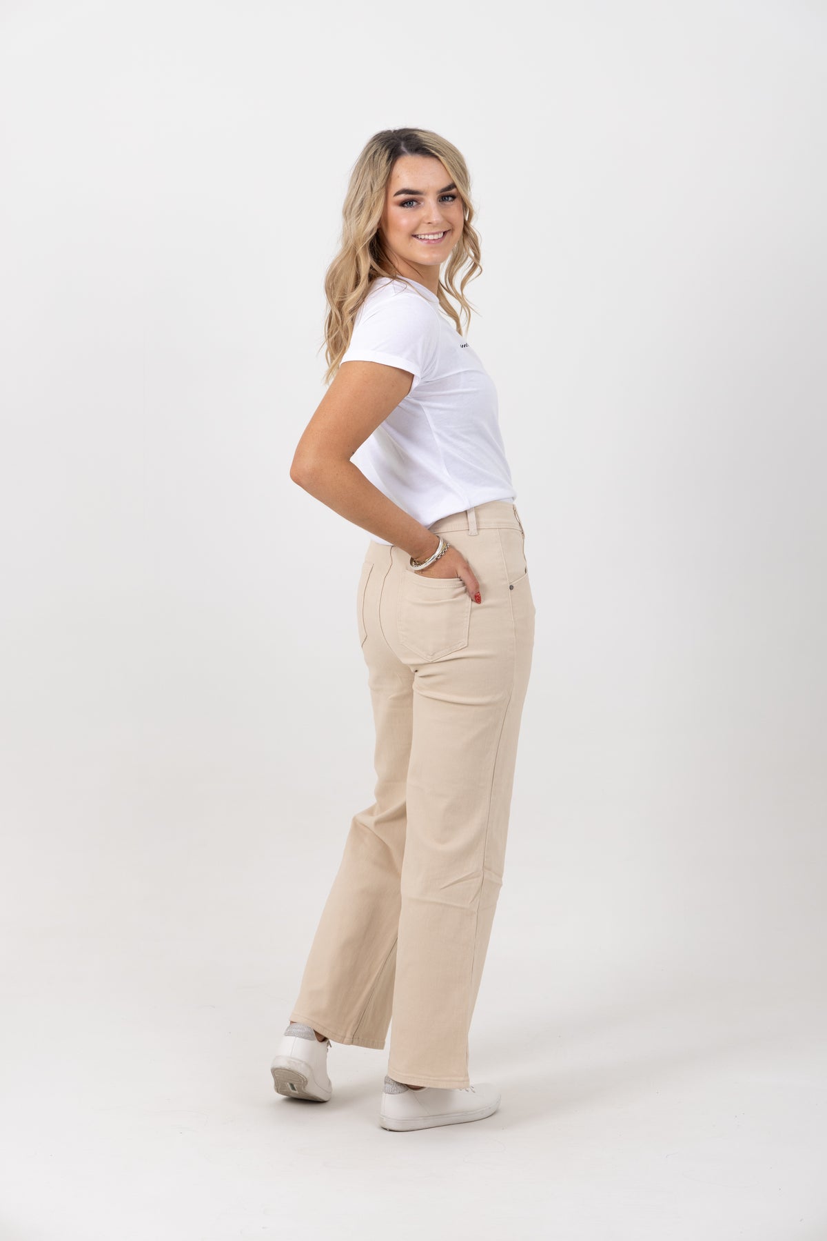 Sandy Wide Leg Jean Beige