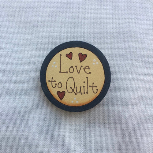 Love To Quilt Brooch Blue