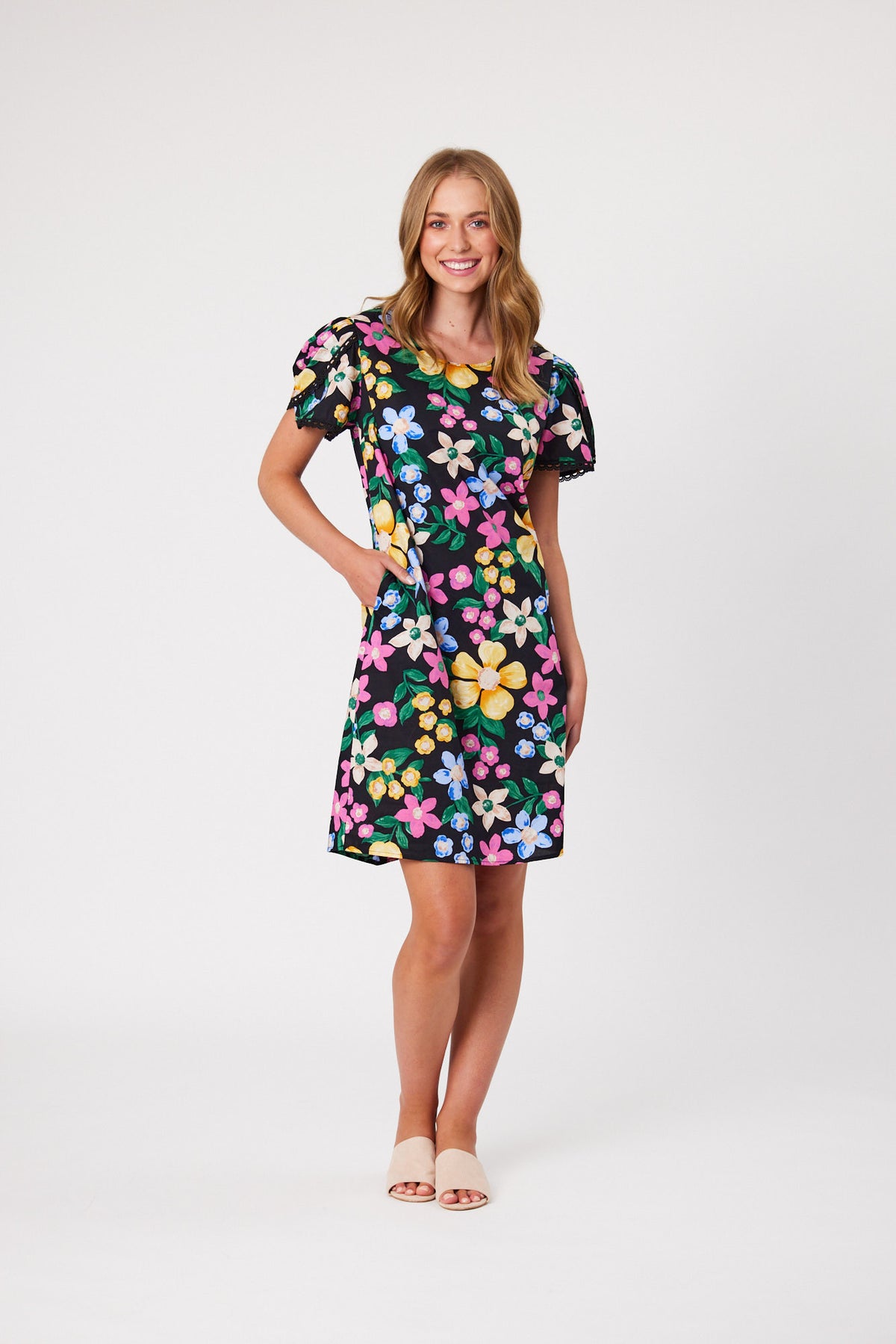 Tyler Crossover Sleeve Dress Black