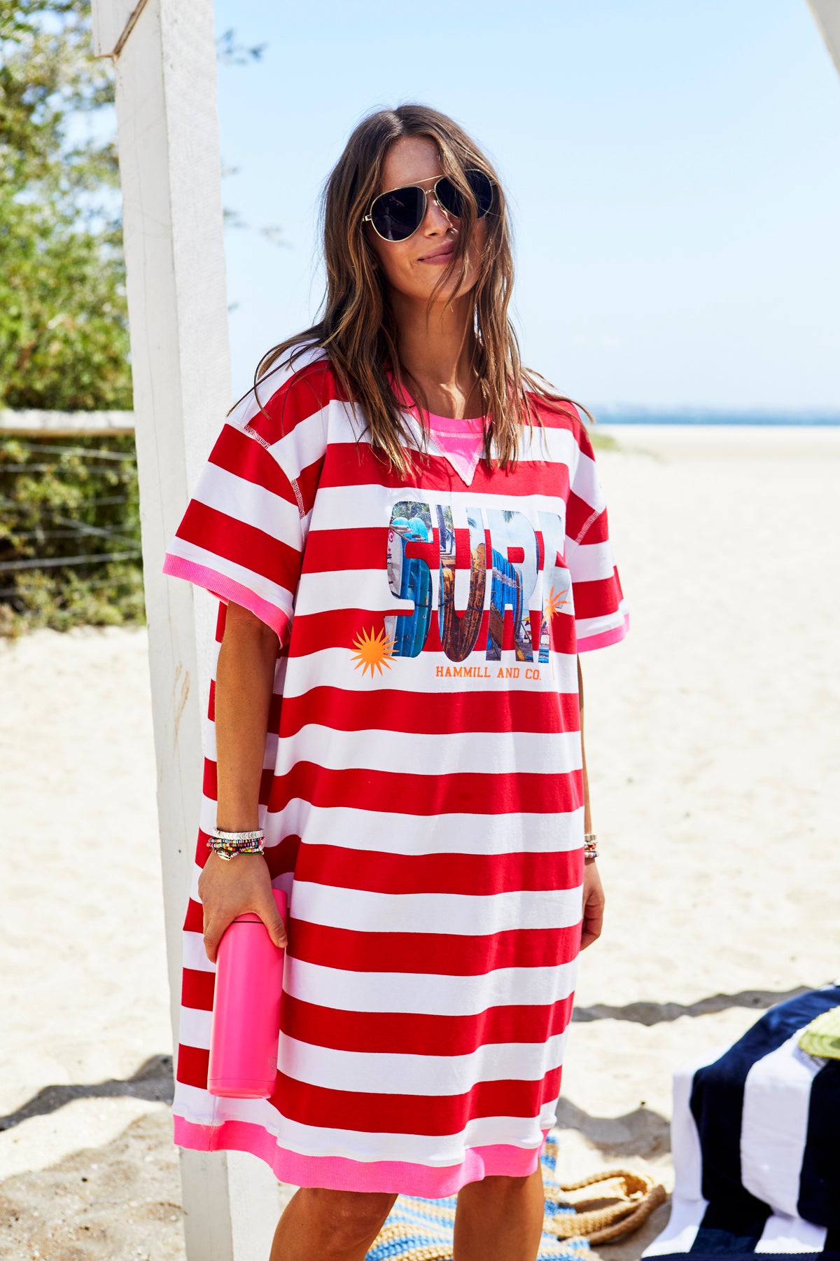 Beach Dress Red/White