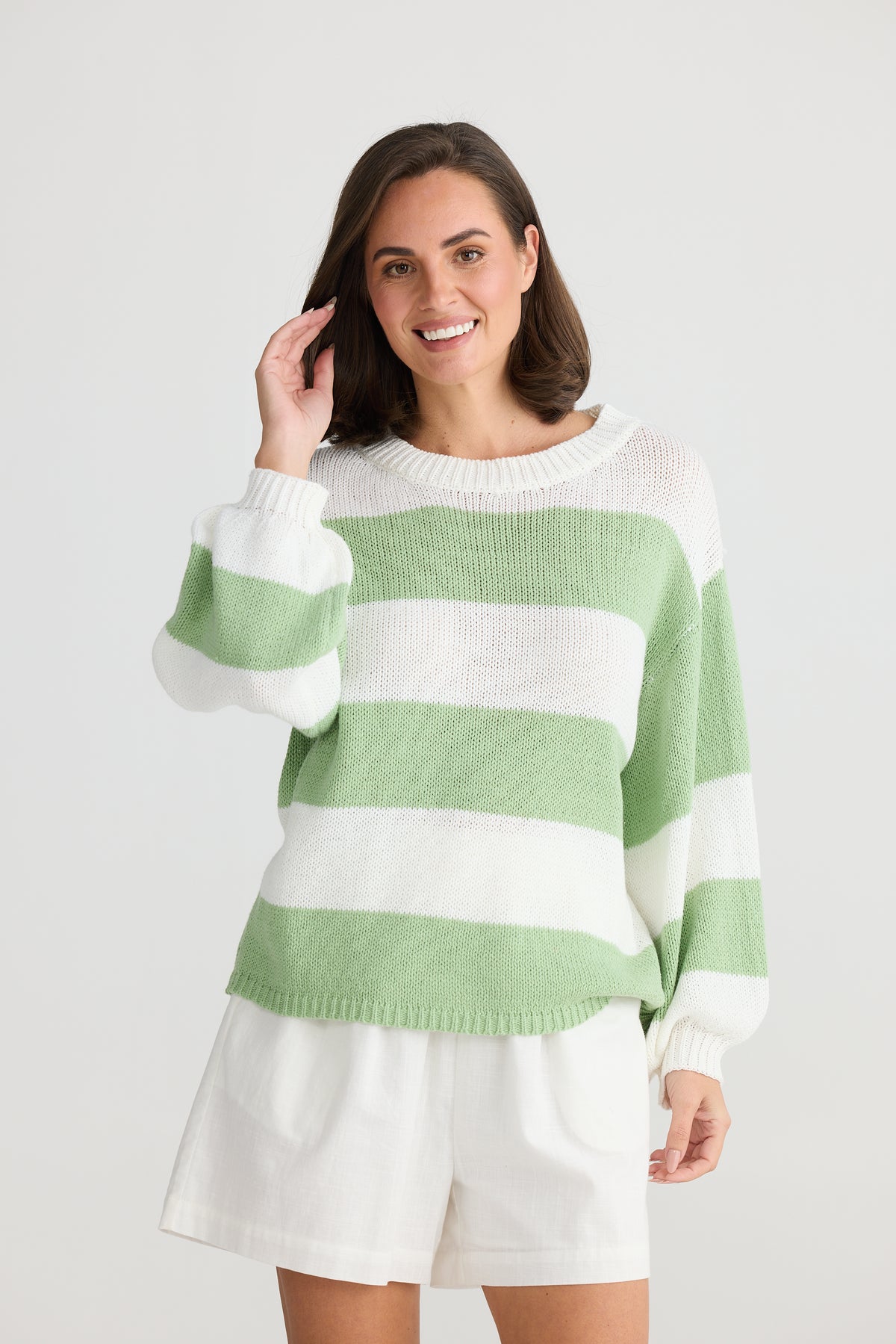 Driftwood Knit Mint Stripe