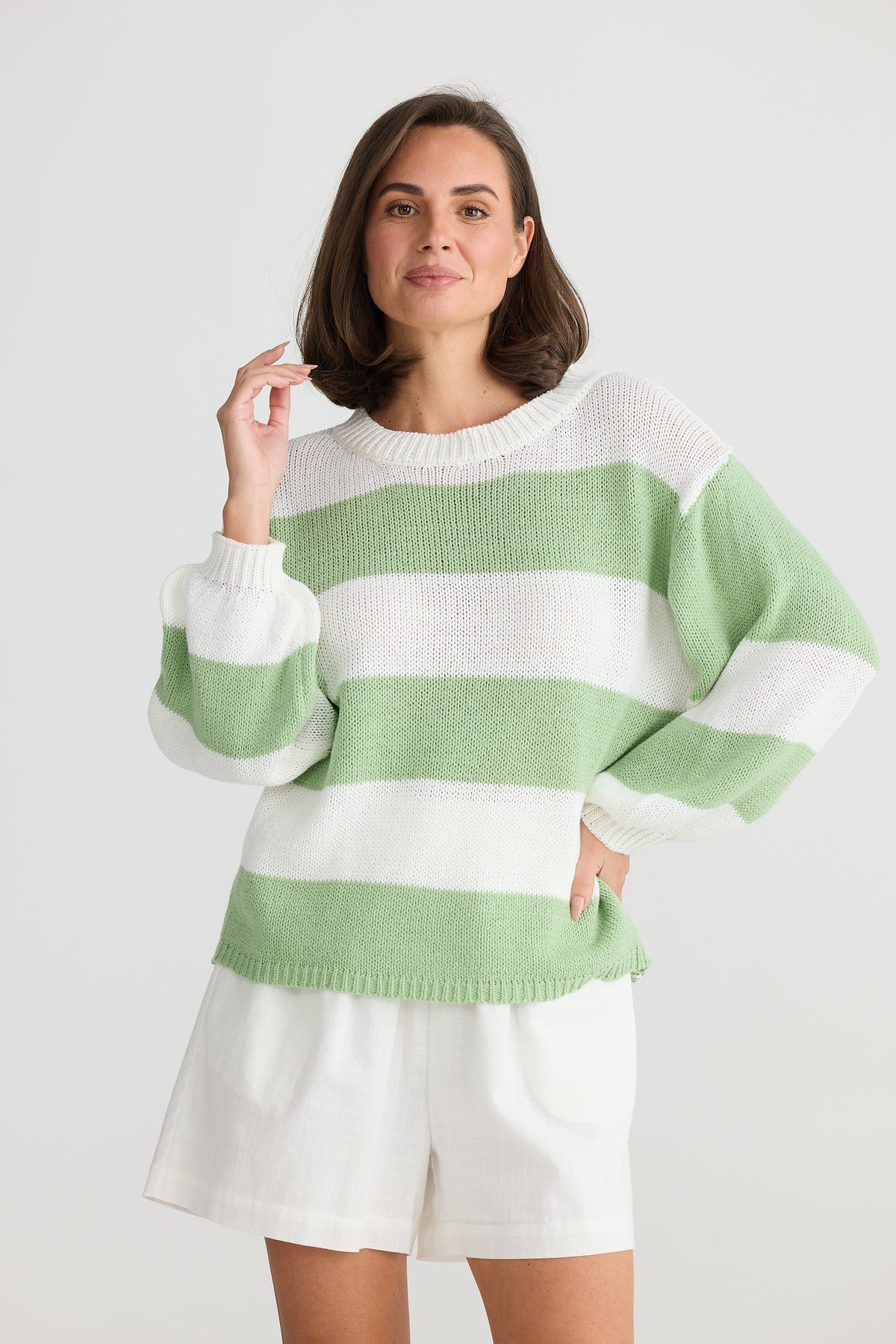 Driftwood Knit Mint Stripe