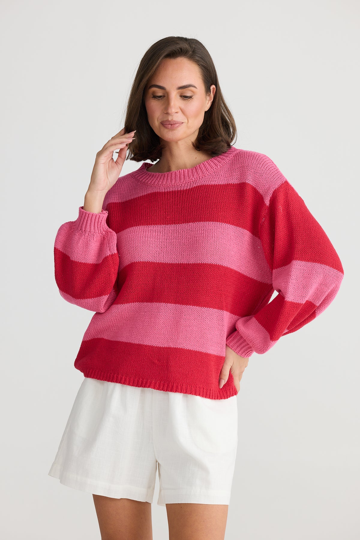 Driftwood Knit Red Stripe