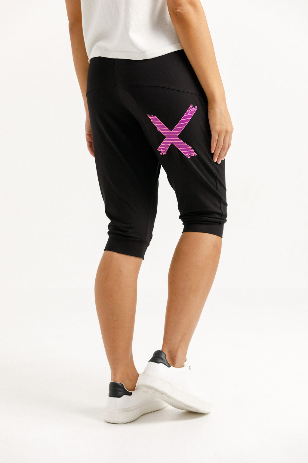 3/4 Apartment Pants Black With Candy Stripe Patterned - PREORDER DELIVERY MID FEB