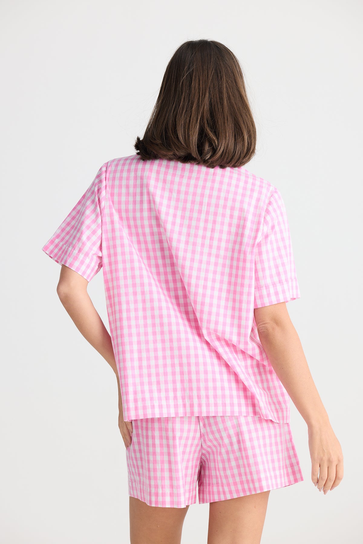 Stay In Bed Pyjama Set Pink Check