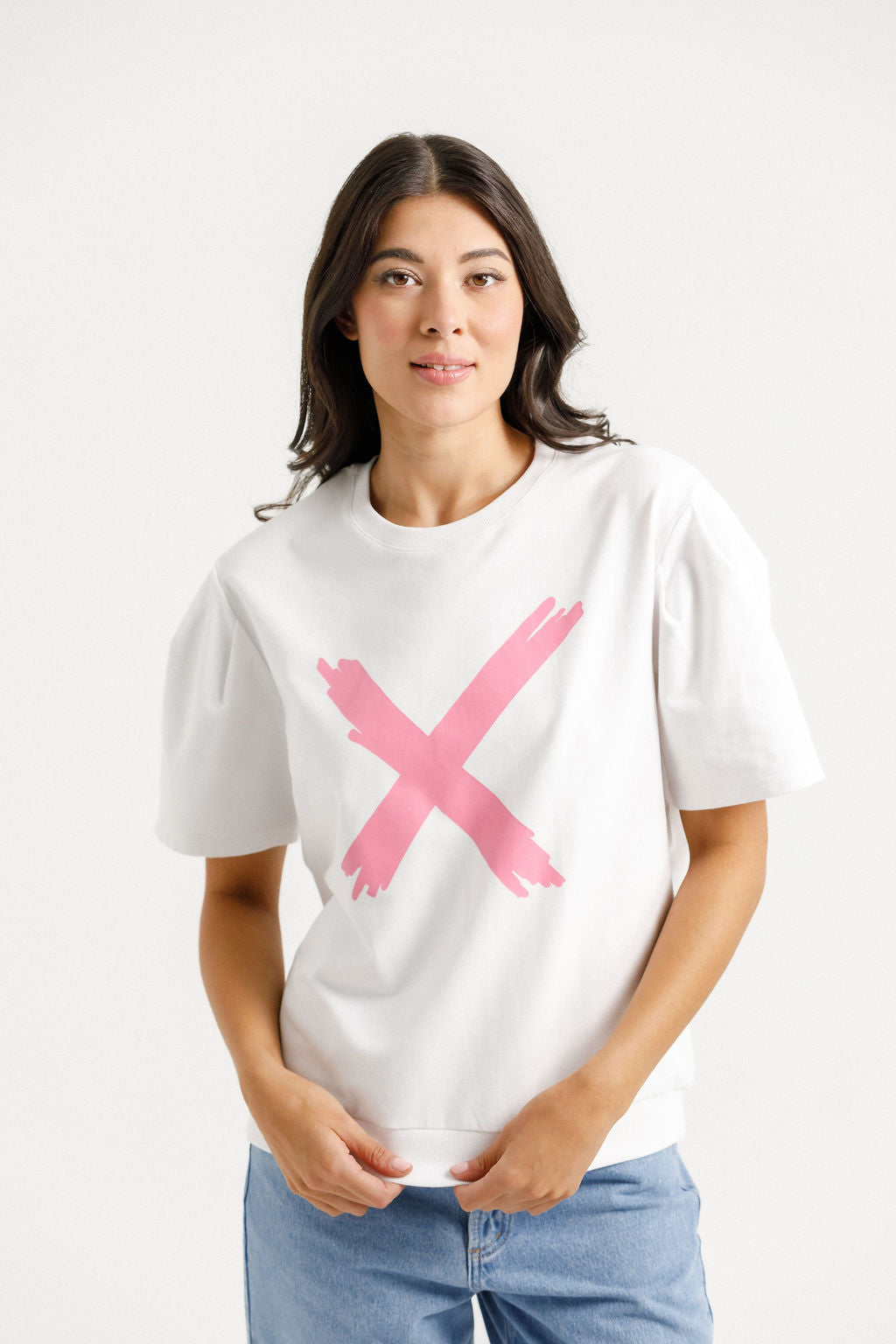 Wylder Tee White With Candy Pink X