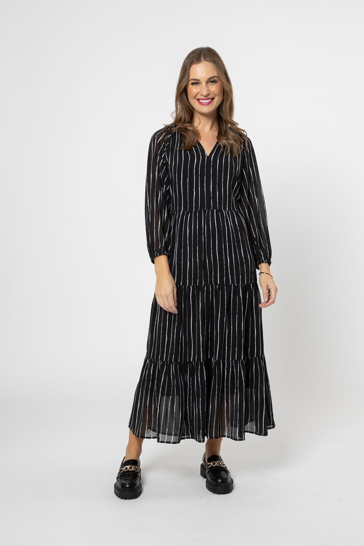 Willow Maxi Dress Sheer Stripe