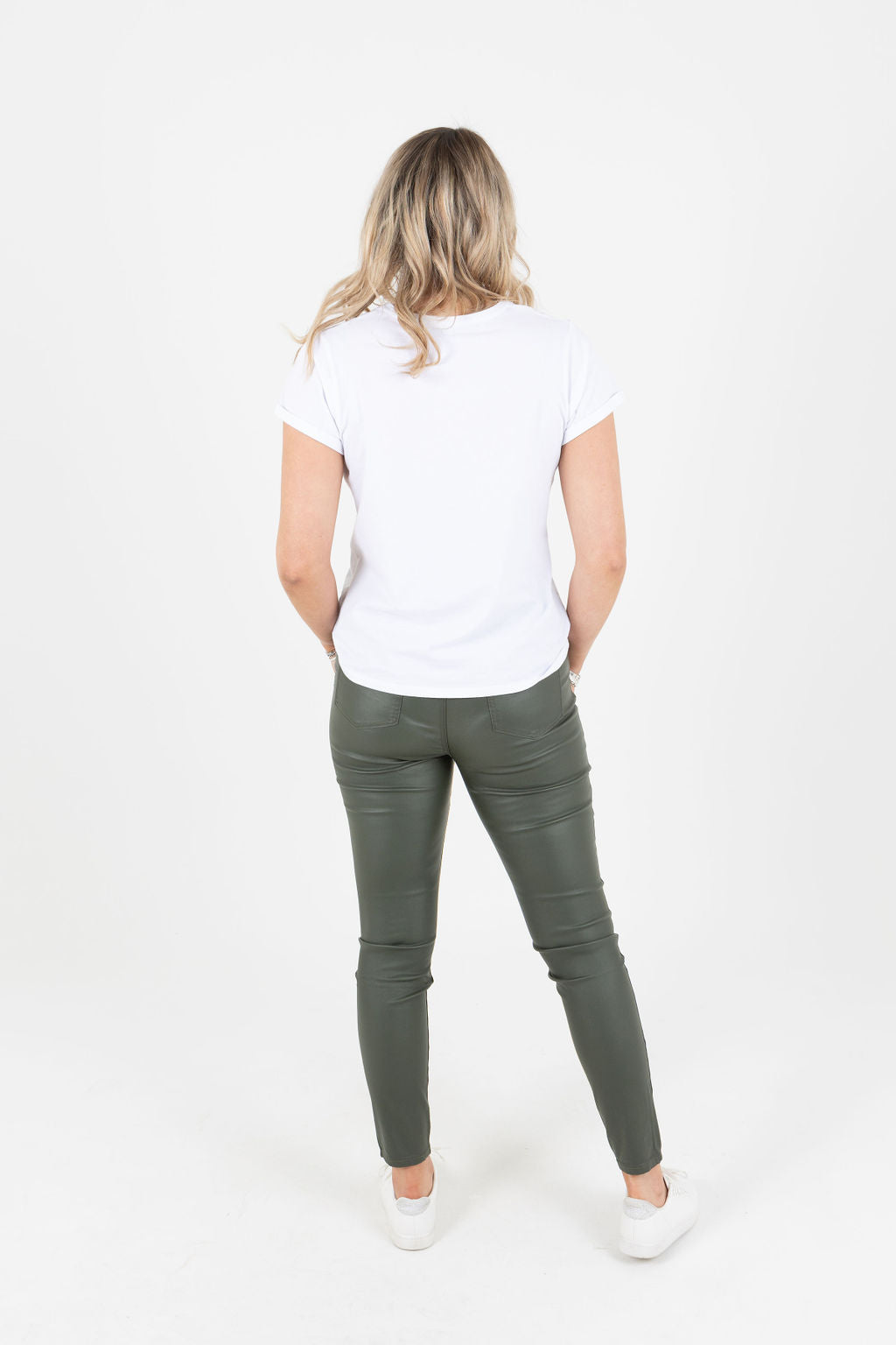 Maddi Khaki Wet Look Stretch Jean