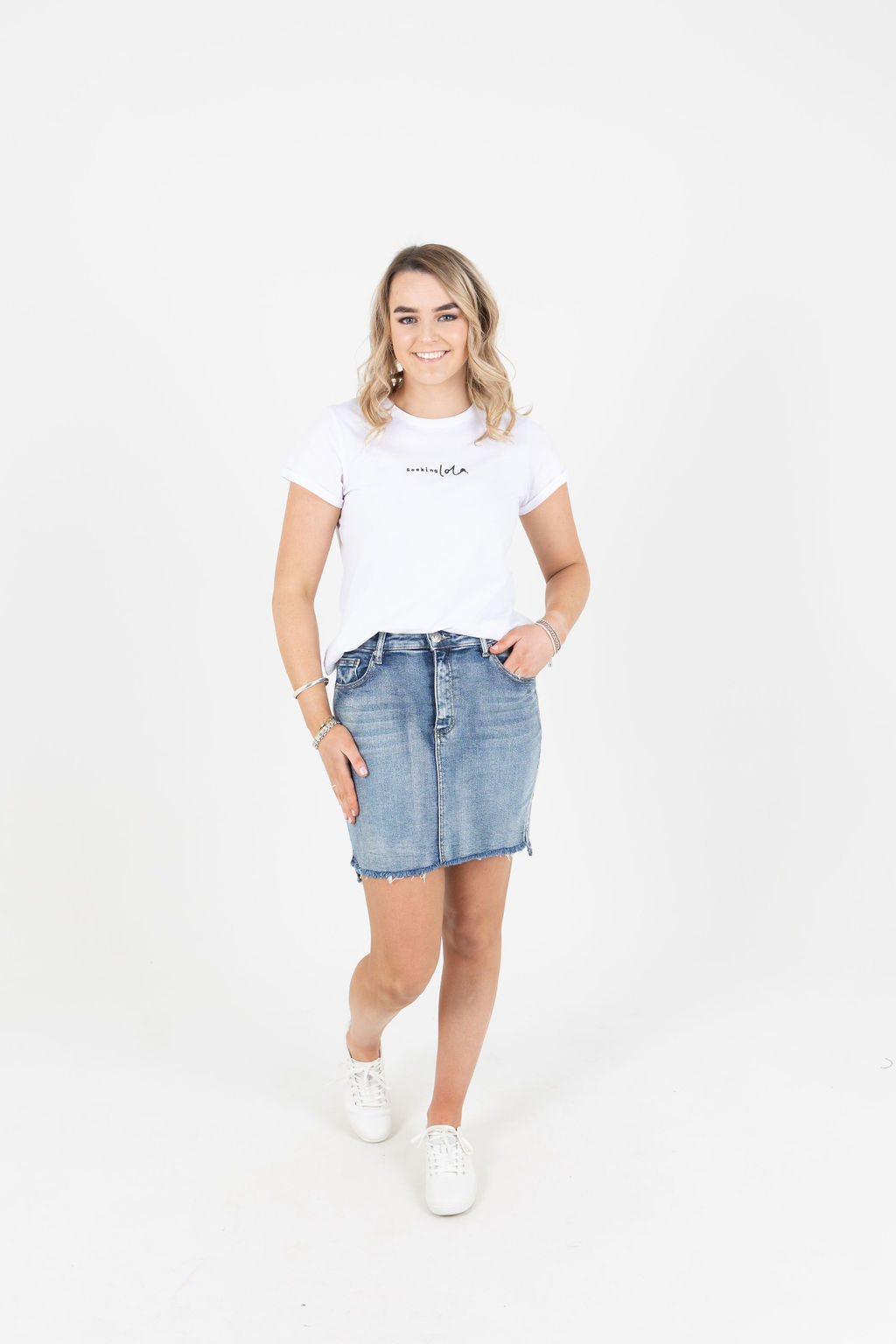 Raw Edge Denim Skirt