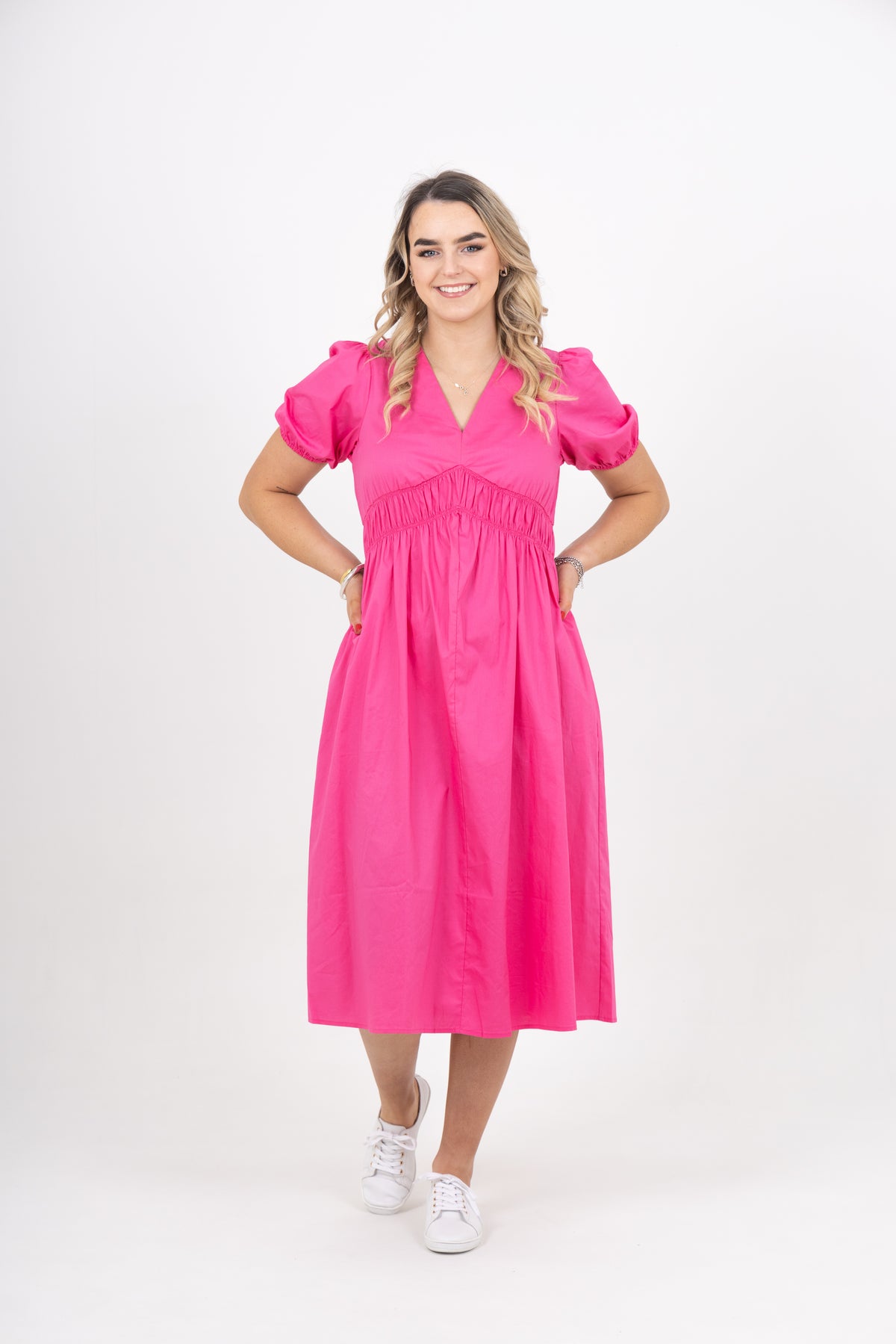 Ashley Dress Hot Pink Poplin - EXCLUSIVE TO MINT