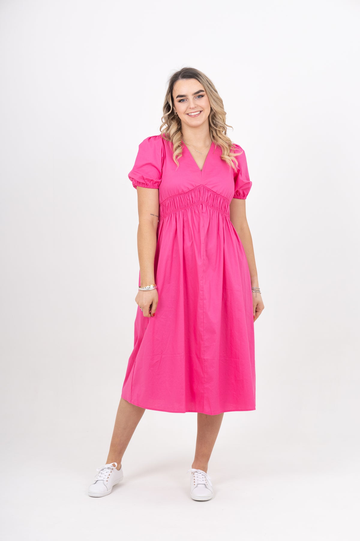 Ashley Dress Hot Pink Poplin - EXCLUSIVE TO MINT