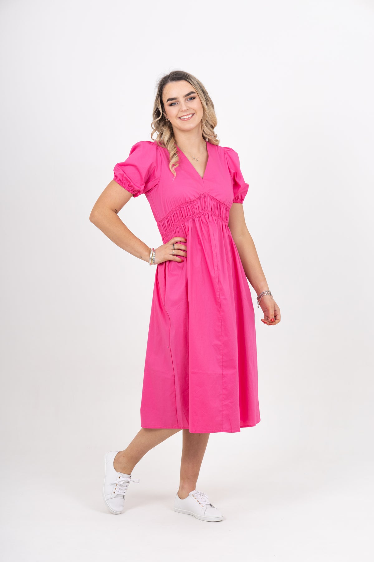 Ashley Dress Hot Pink Poplin - EXCLUSIVE TO MINT