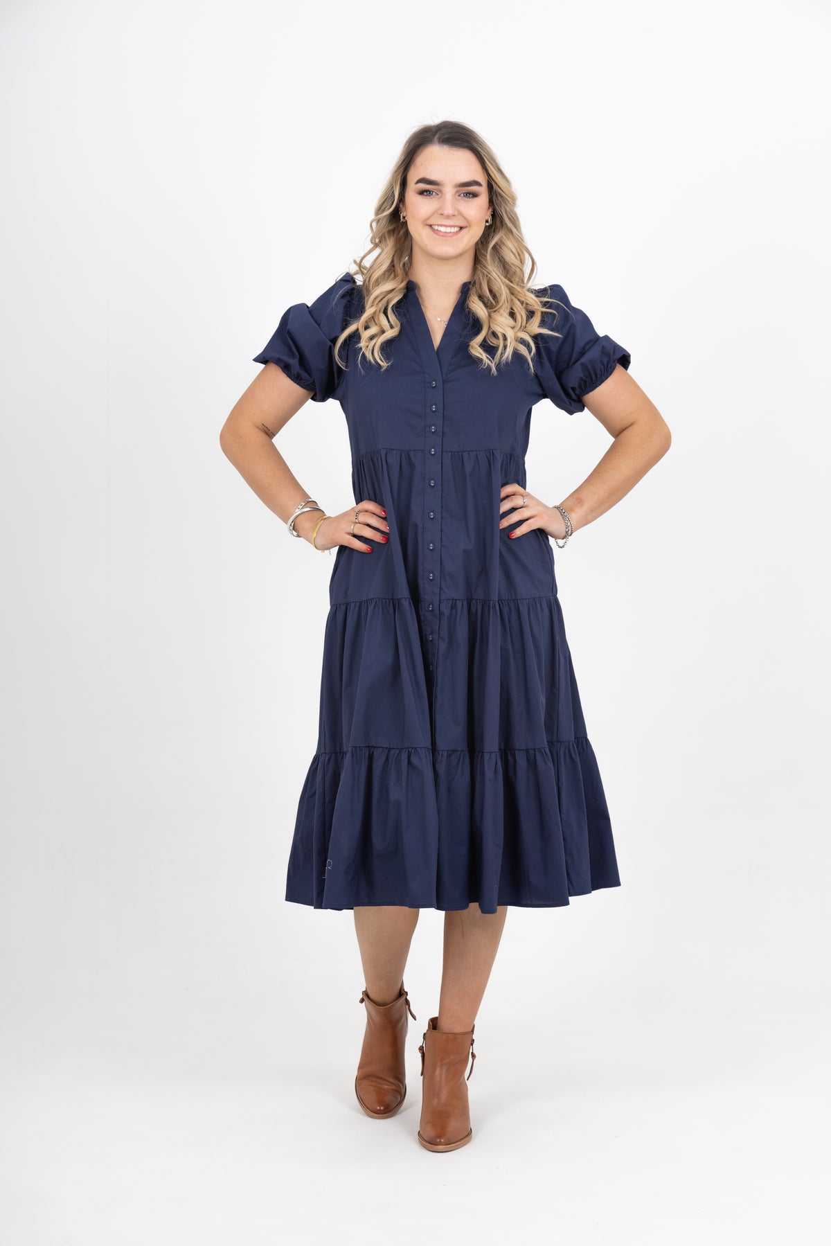 Enlightened Midi Dress Navy Poplin - EXCLUSIVE TO MINT