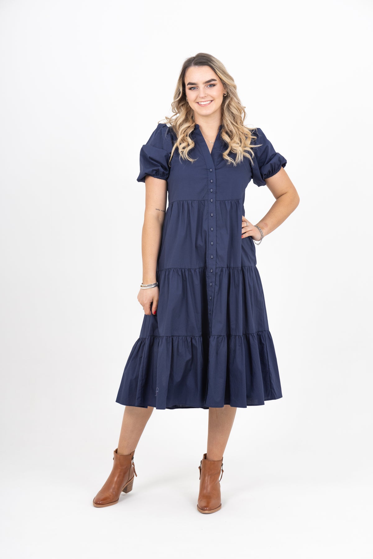 Enlightened Midi Dress Navy Poplin - EXCLUSIVE TO MINT