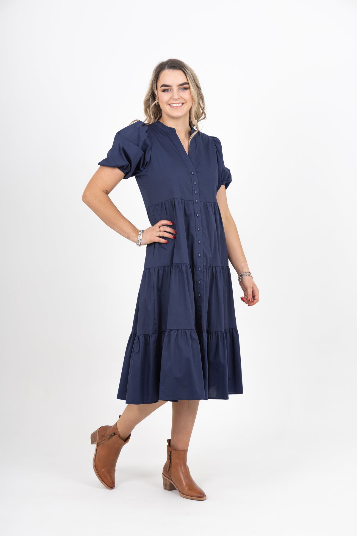 Enlightened Midi Dress Navy Poplin - EXCLUSIVE TO MINT