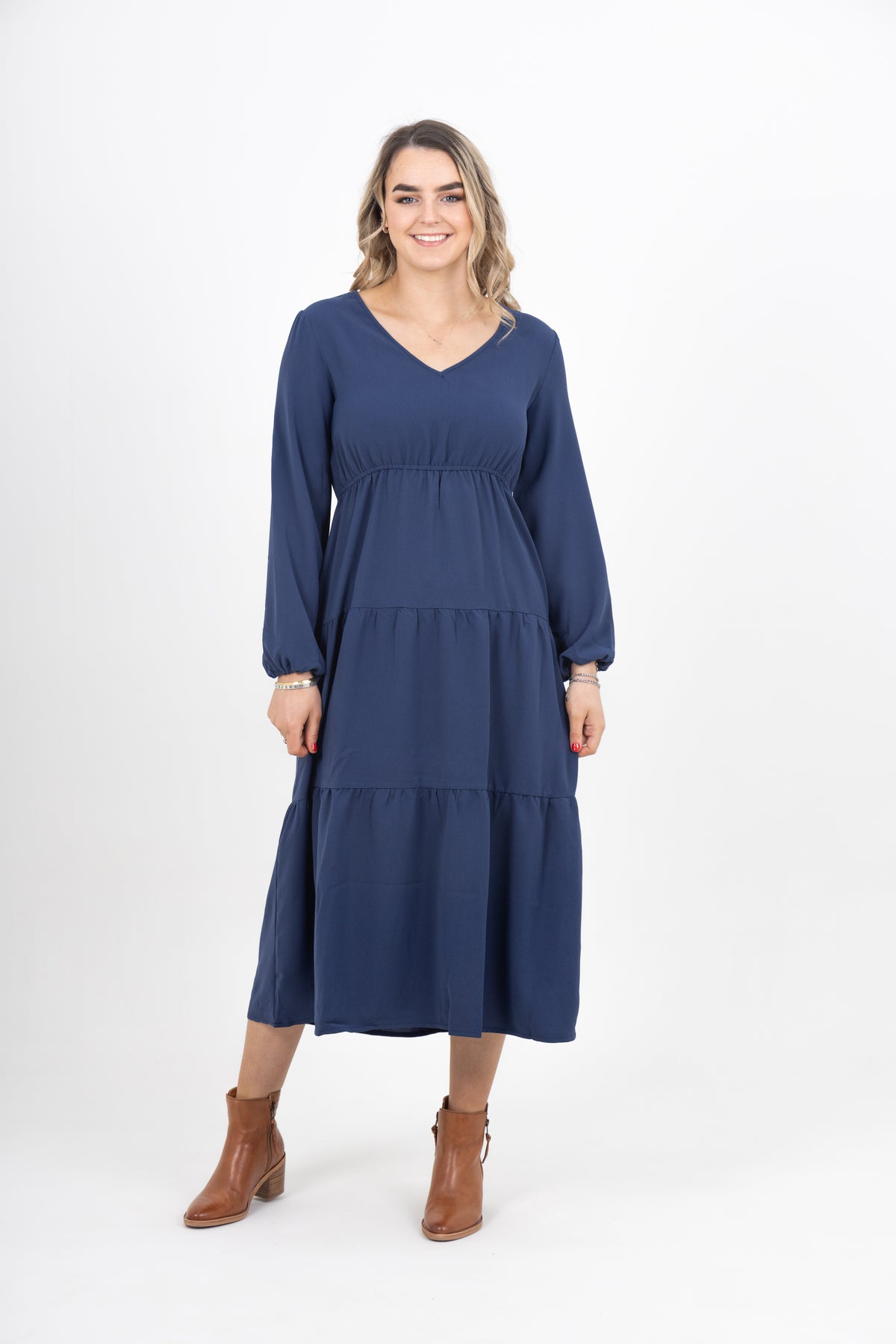 Flora Dress Indigo Blue