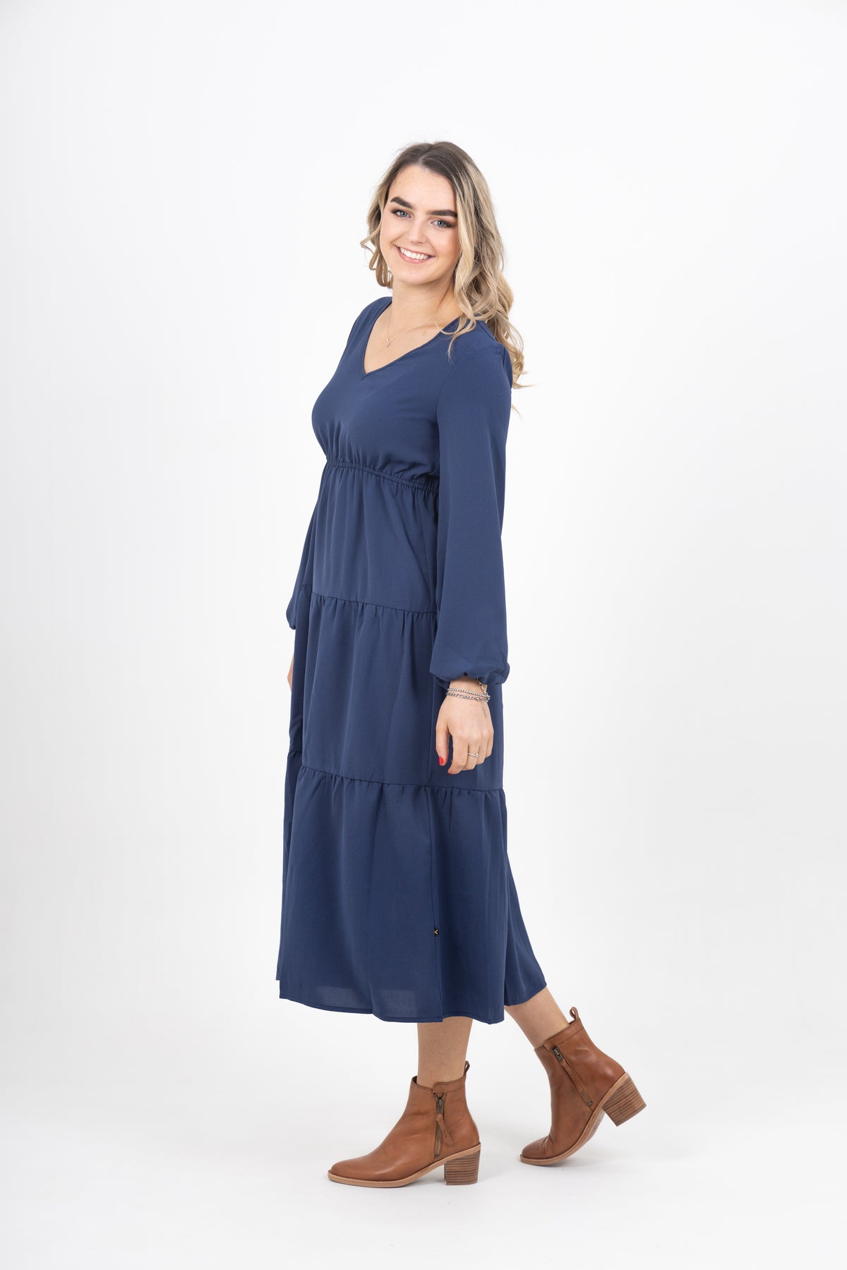 Flora Dress Indigo Blue