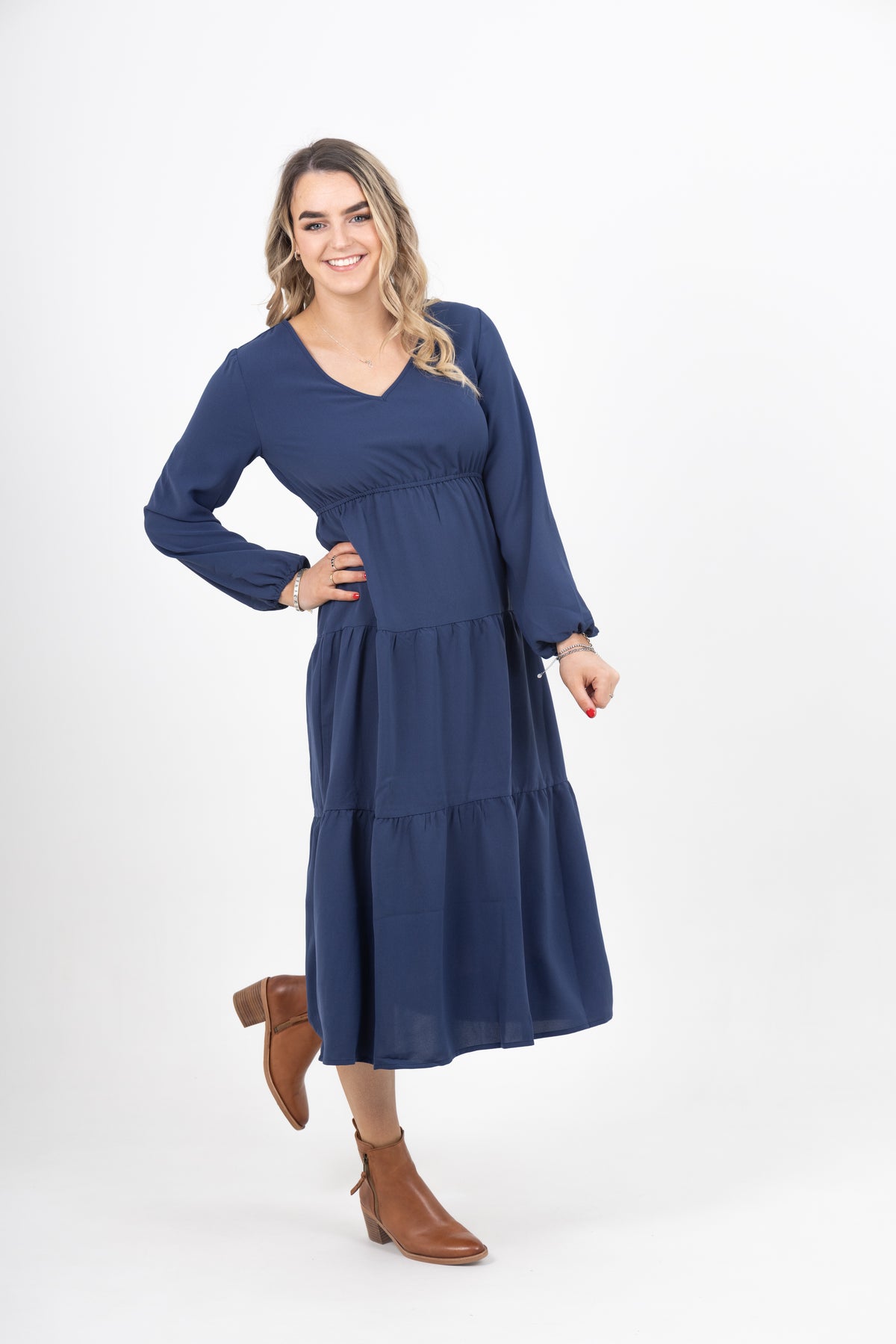 Flora Dress Indigo Blue