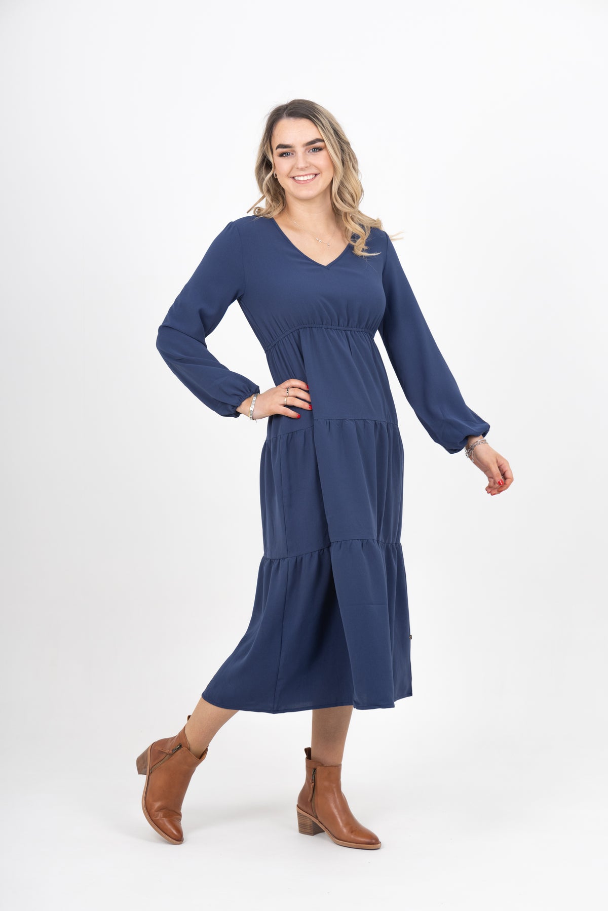 Flora Dress Indigo Blue