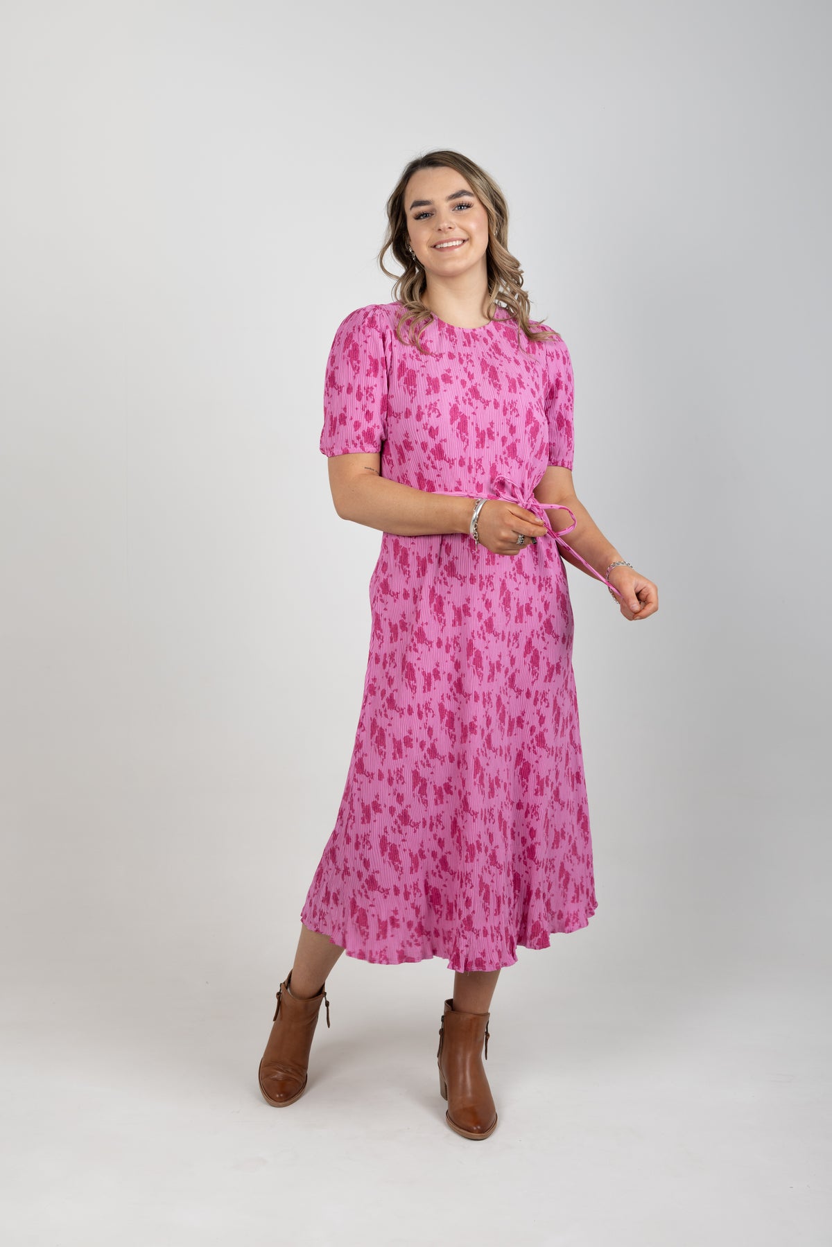 Pink Rose Crinkle Guest Dress - EXCLUSIVE TO MINT