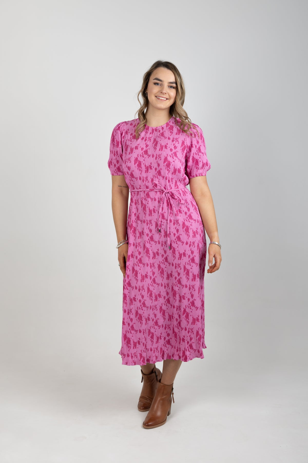 Pink Rose Crinkle Guest Dress - EXCLUSIVE TO MINT