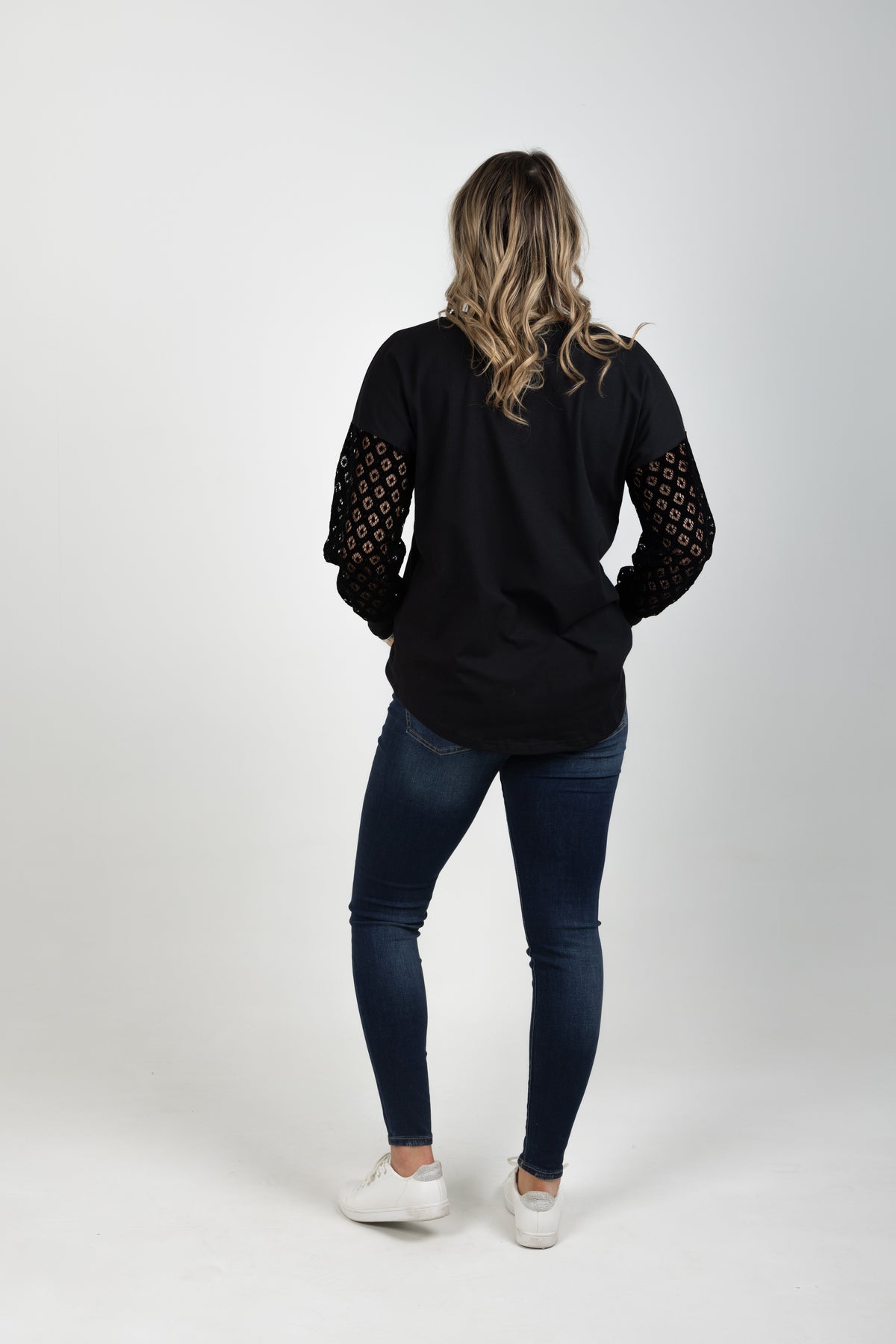 Ella Top Black Lace Sleeves