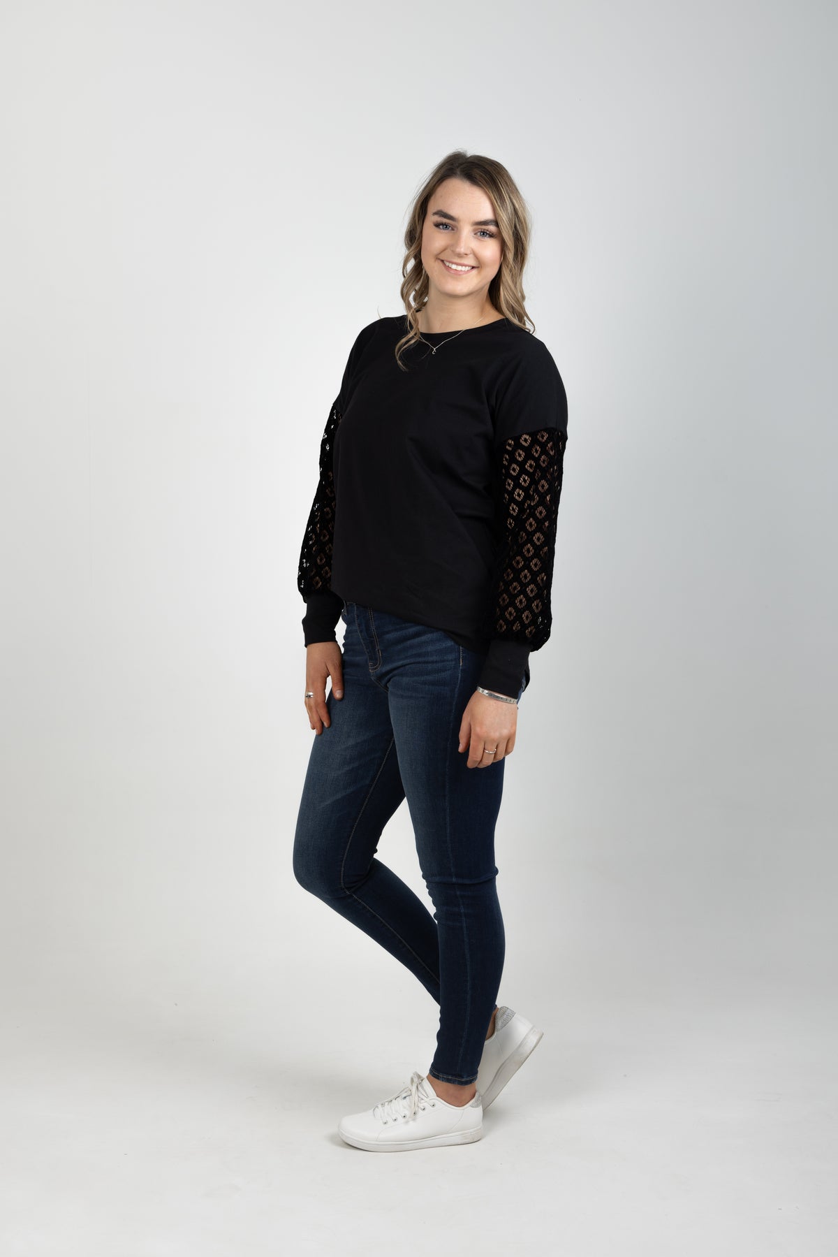 Ella Top Black Lace Sleeves