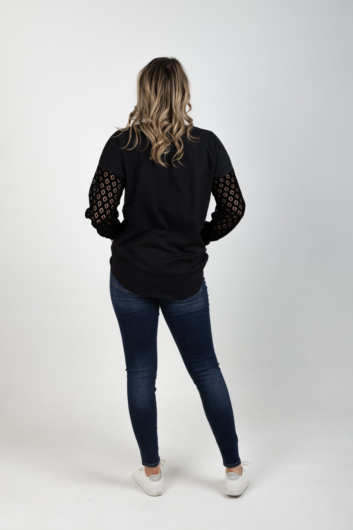 Ella Top Black Lace Sleeves