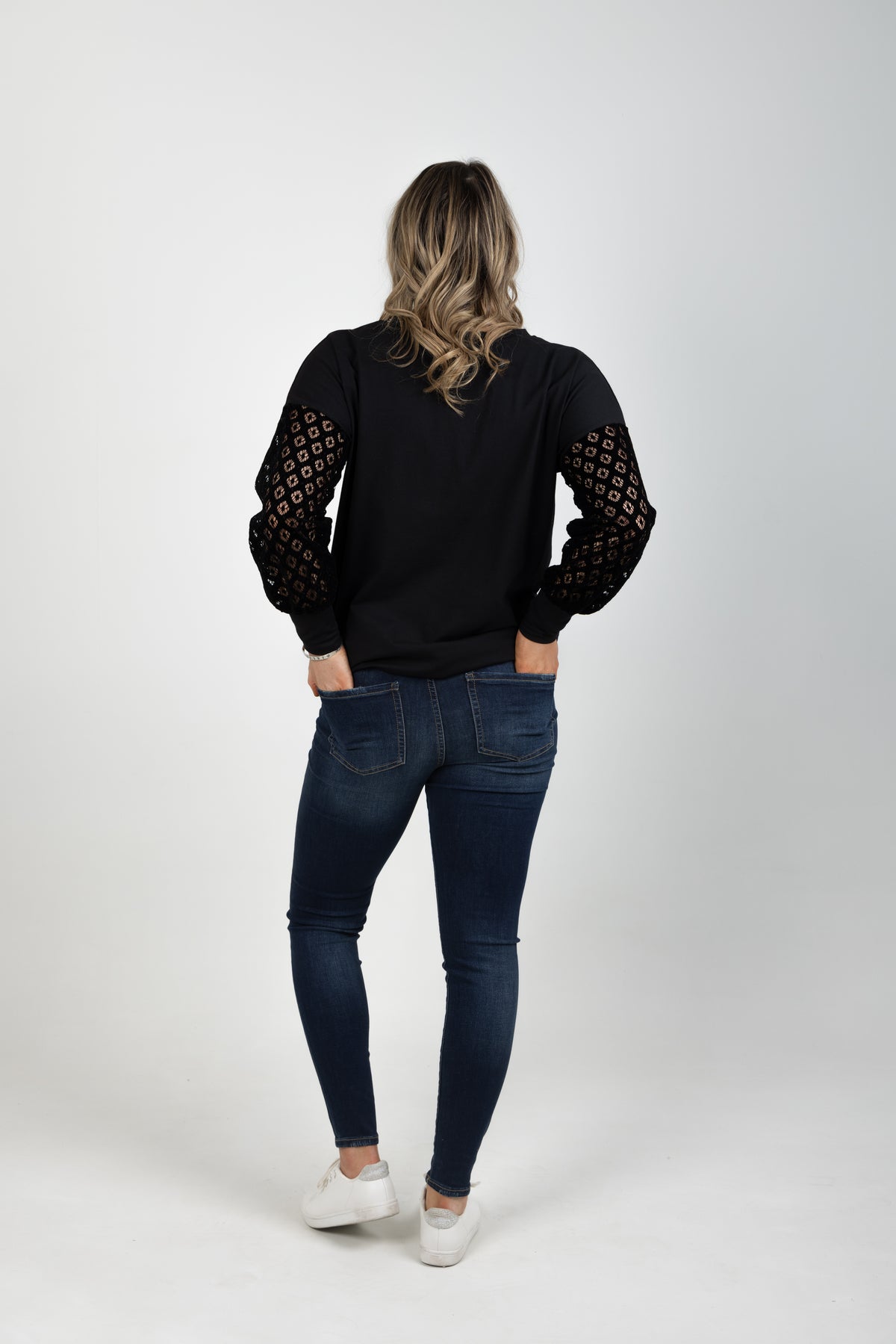 Ella Top Black Lace Sleeves