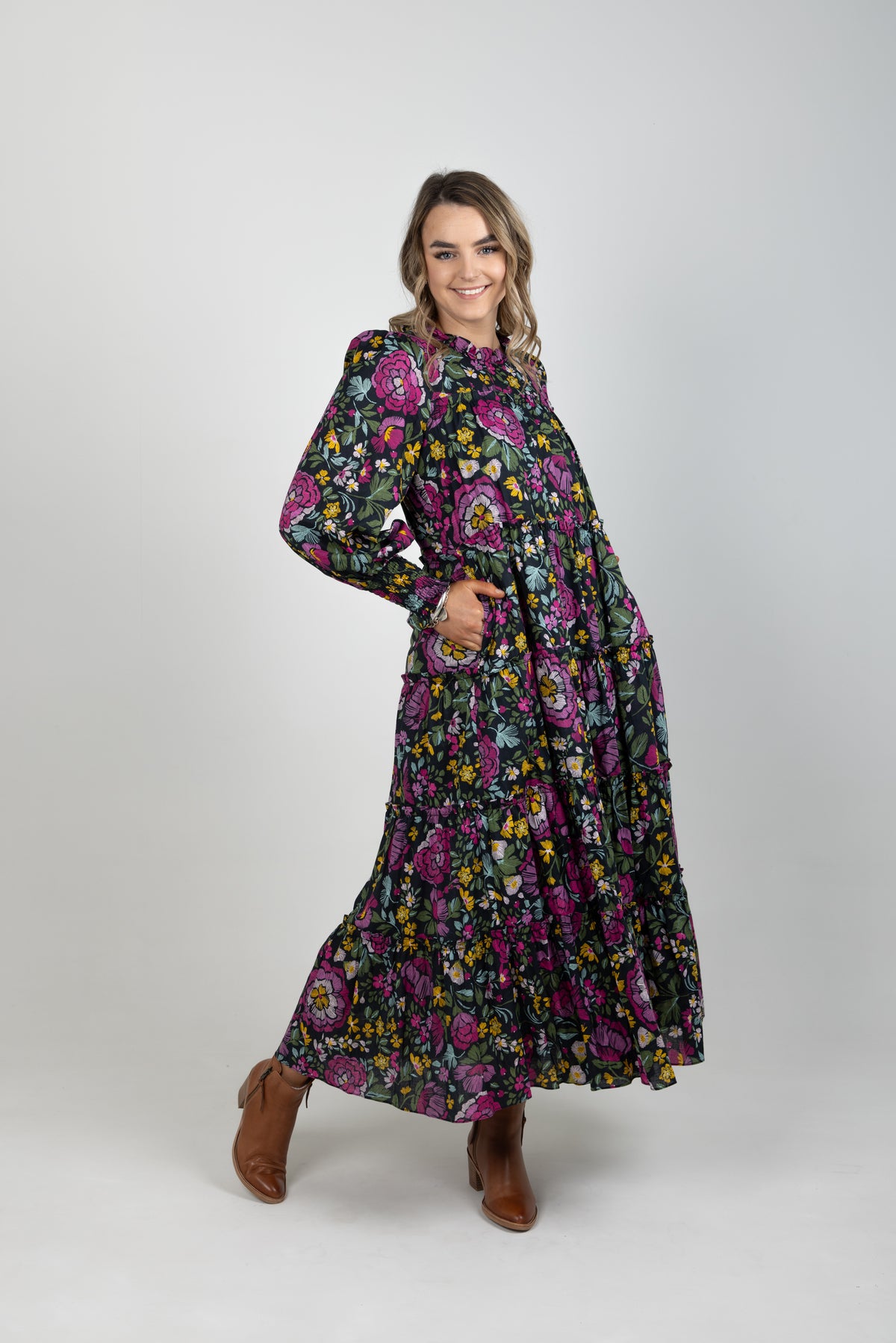 Carla Maxi Dress Long Sleeve Cotton