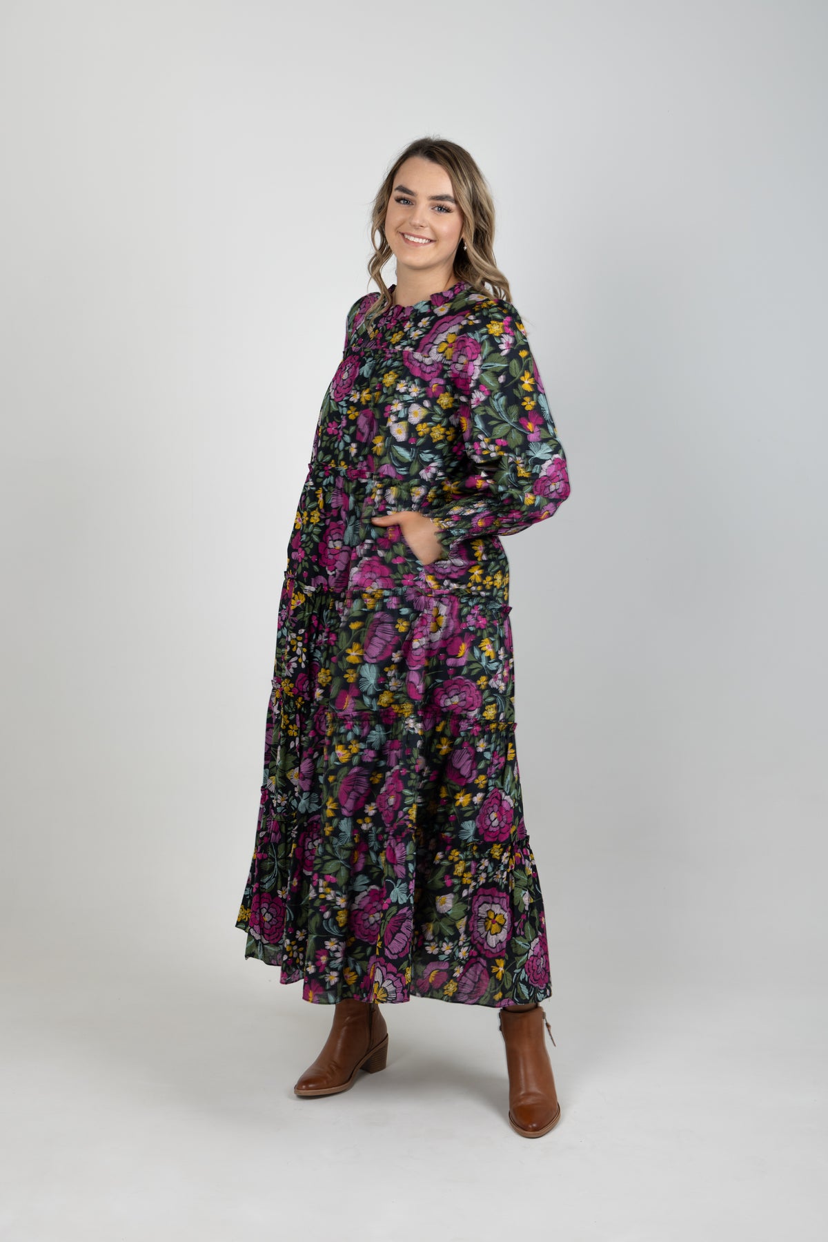 Carla Maxi Dress Long Sleeve Cotton