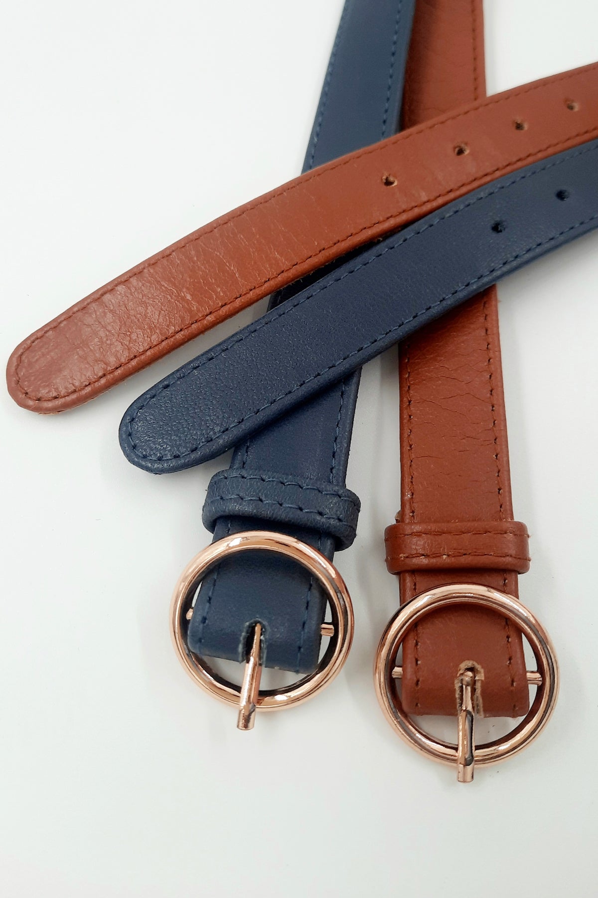 Pippa Leather Belt Navy