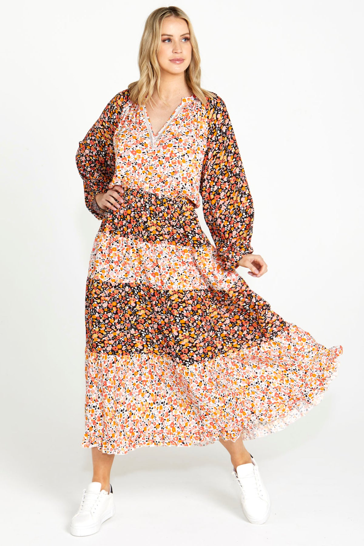 Jemma Tiered Maxi Dress Multi Ditsy