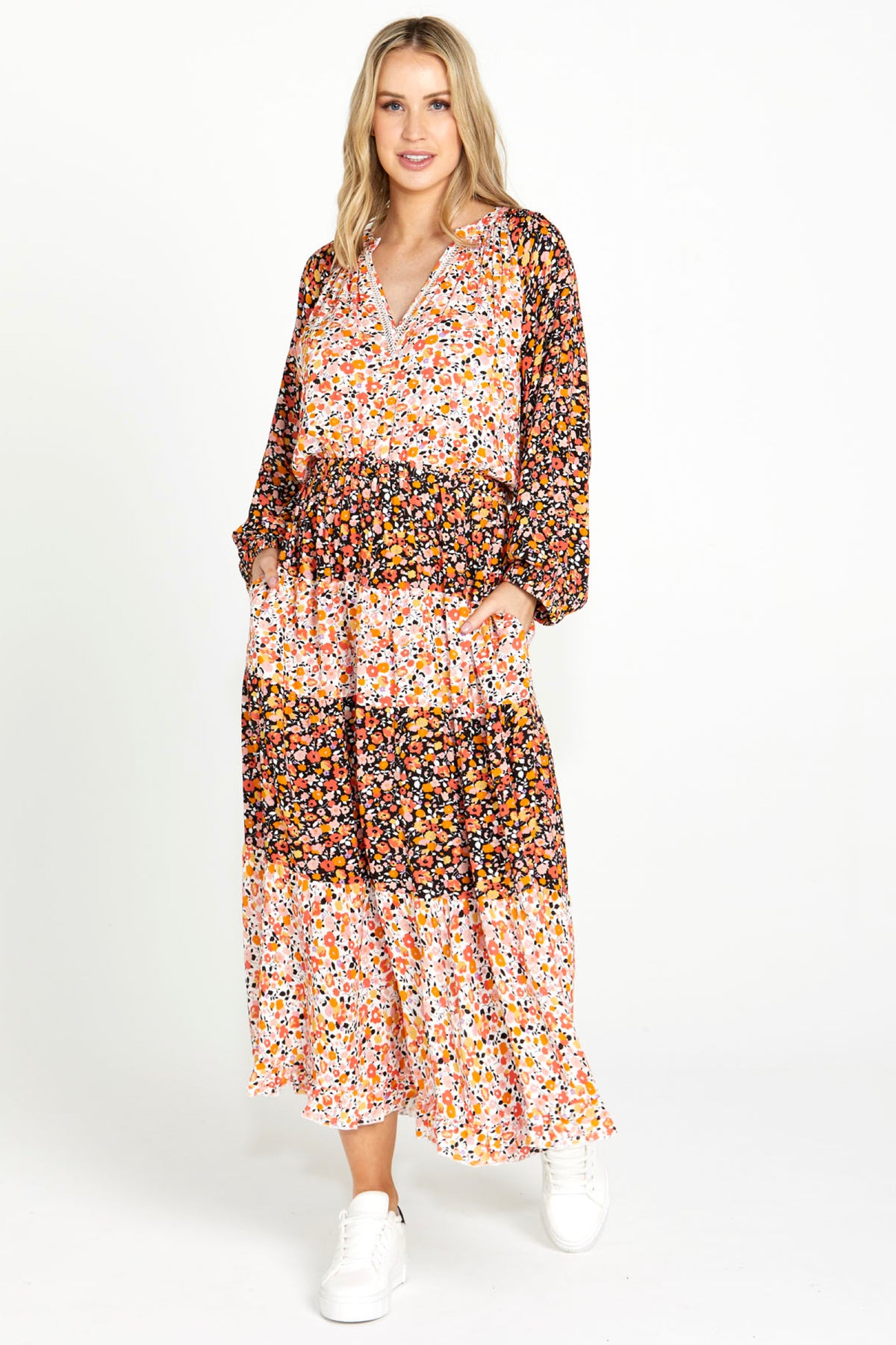 Jemma Tiered Maxi Dress Multi Ditsy