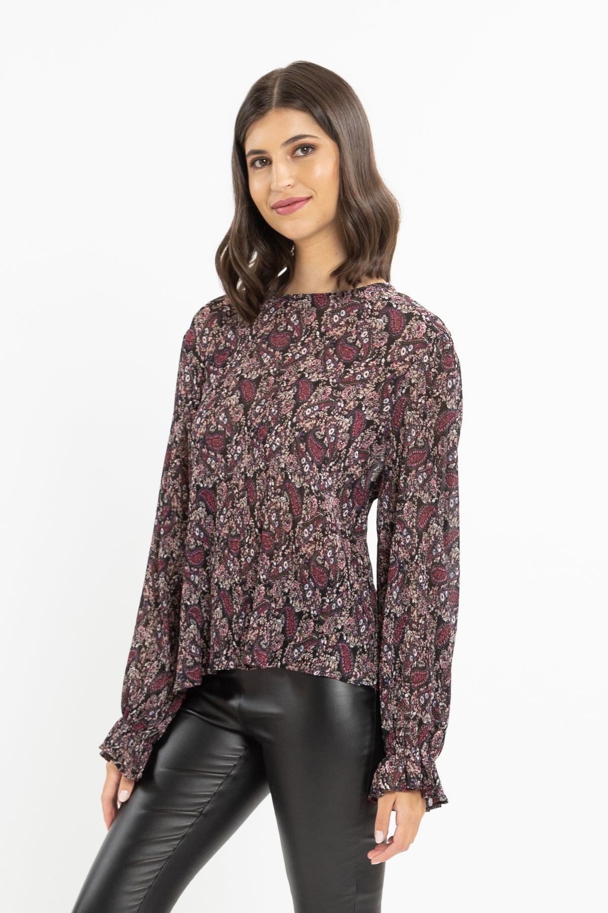 Patti Top Magenta Crinkle