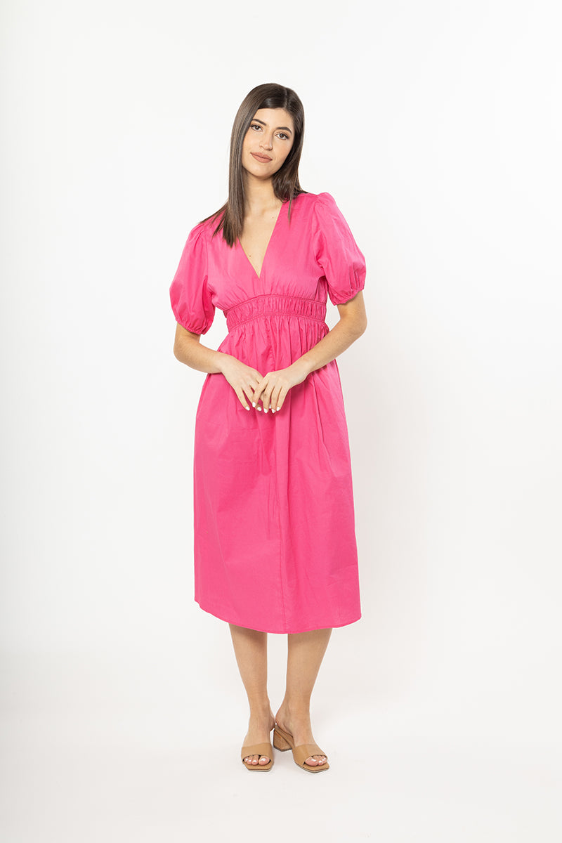 Ashley Dress Hot Pink Poplin - EXCLUSIVE TO MINT