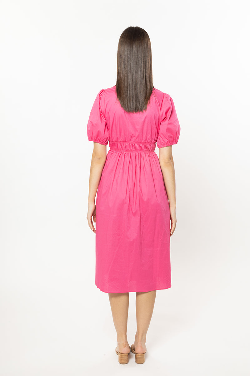 Ashley Dress Hot Pink Poplin - EXCLUSIVE TO MINT