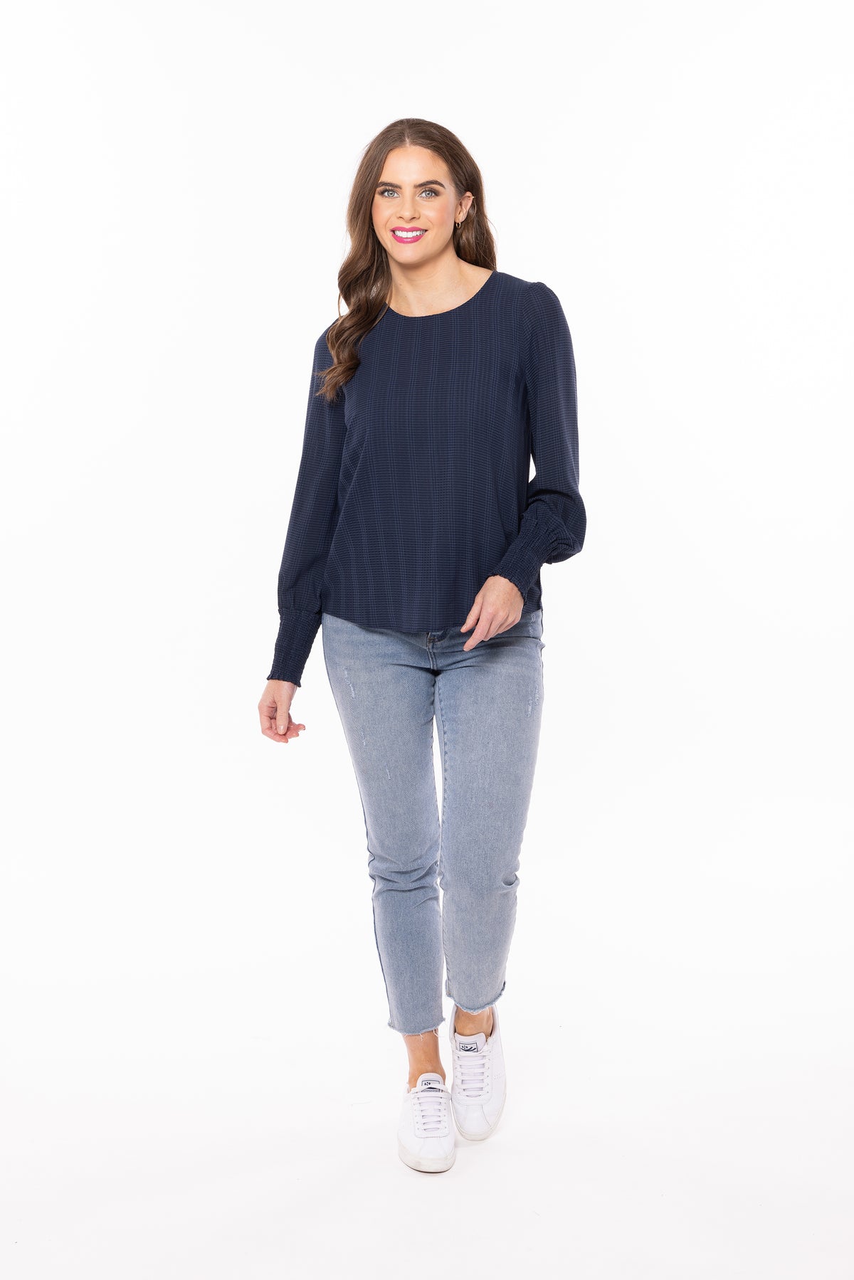 Charlie Top Navy Crinkle