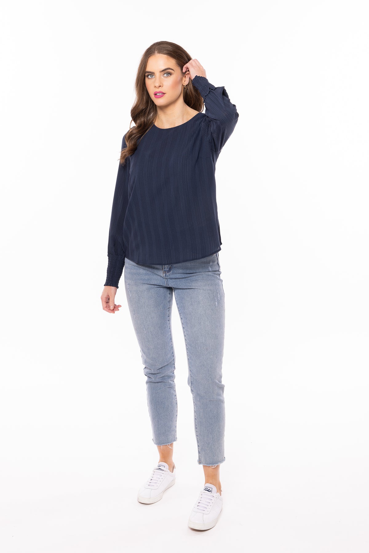 Charlie Top Navy Crinkle