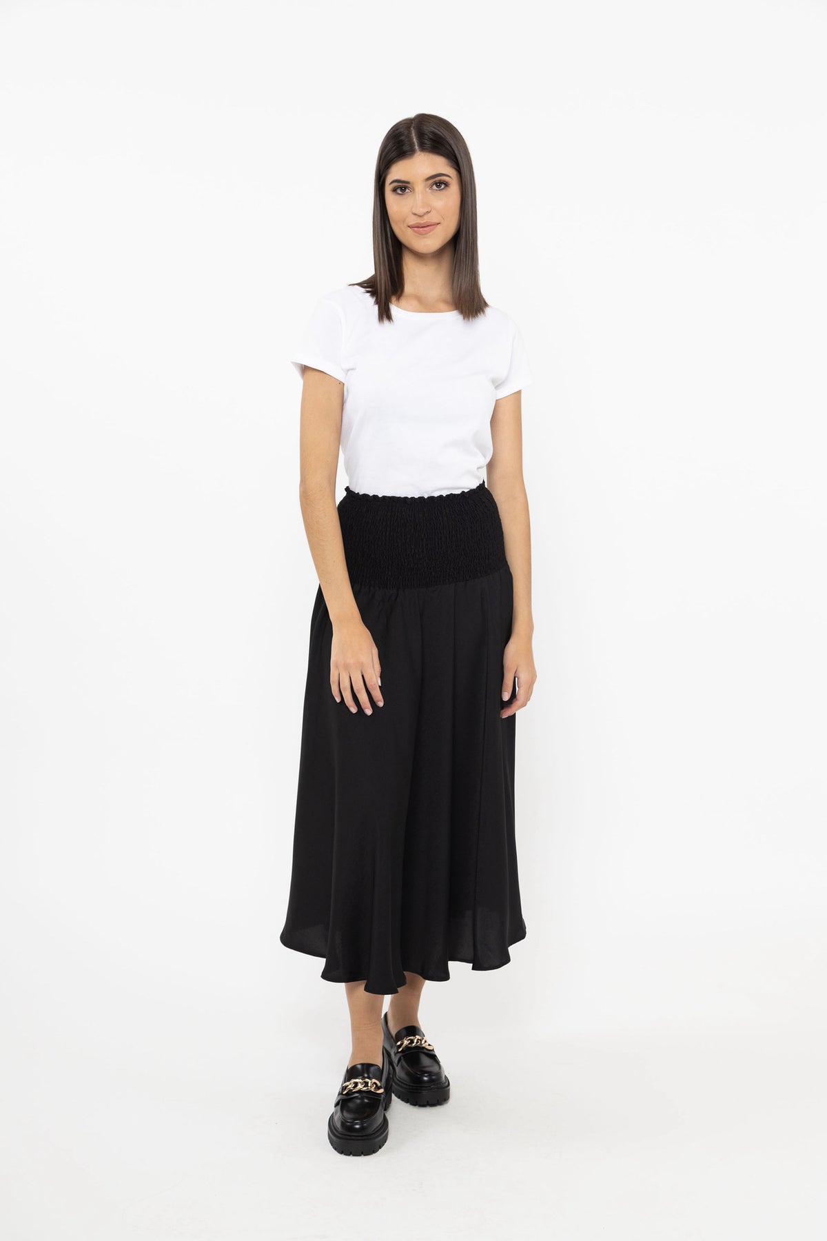 Dazzling Maxi Skirt Black Washer Satin